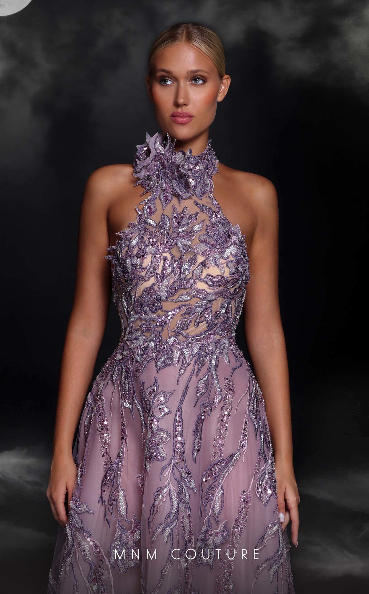 MNM Couture K4104 A Line Lace Applique Long Formal Prom Dress