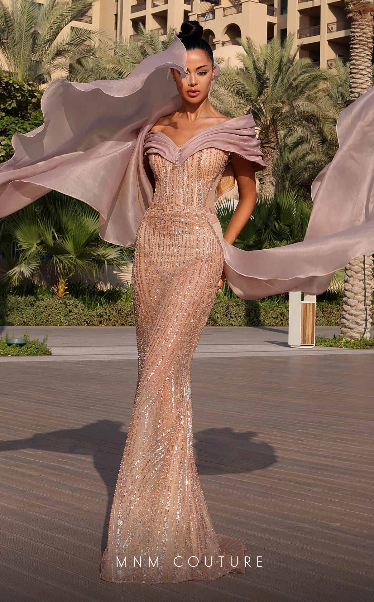 MNM Couture K4138 Long Mermaid Beaded Formal Evening Dress