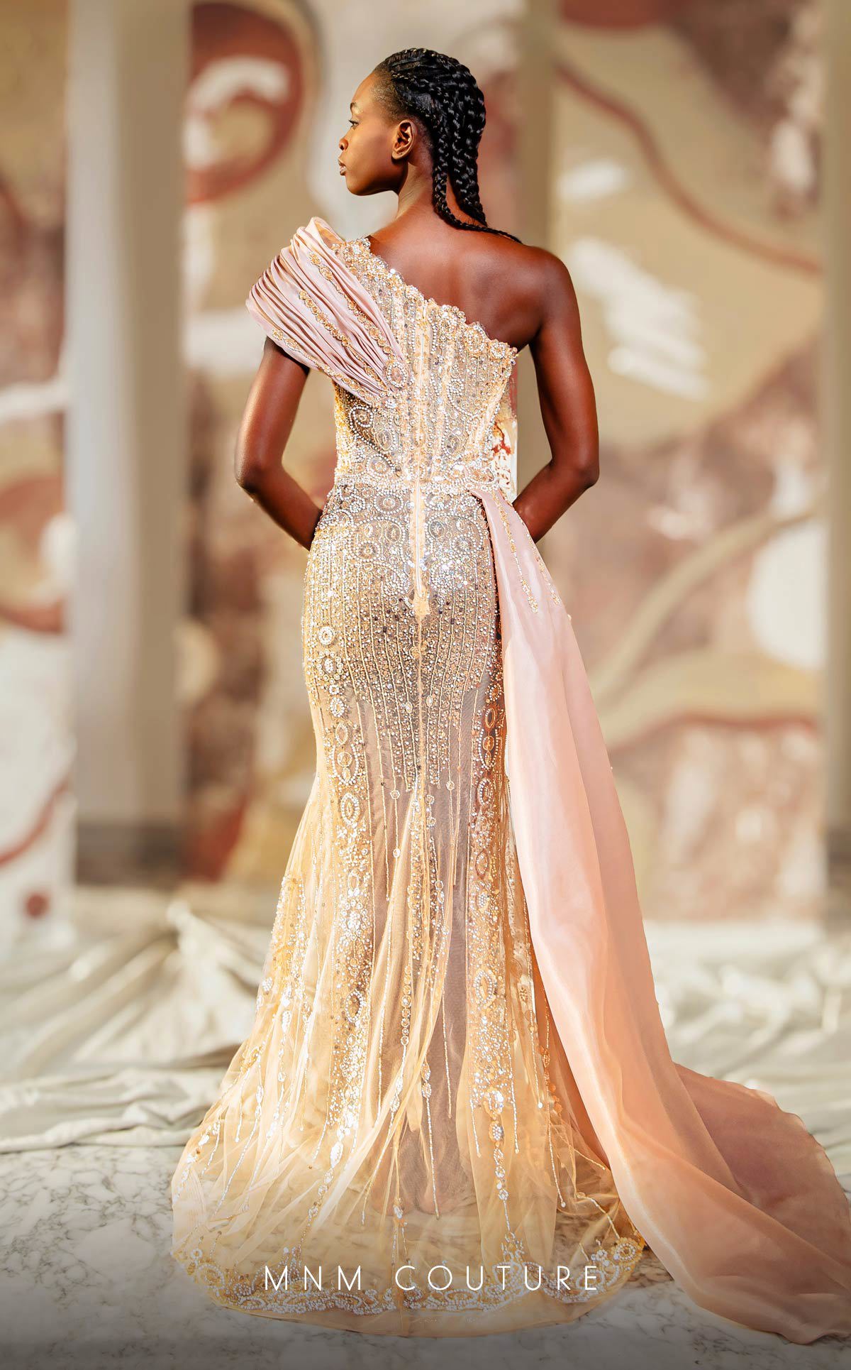 MNM Couture K4151 Fitted Formal Long Overskirt Evening Dress