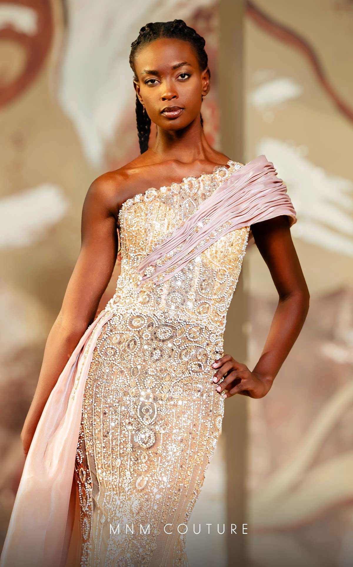 MNM Couture K4151 Fitted Formal Long Overskirt Evening Dress