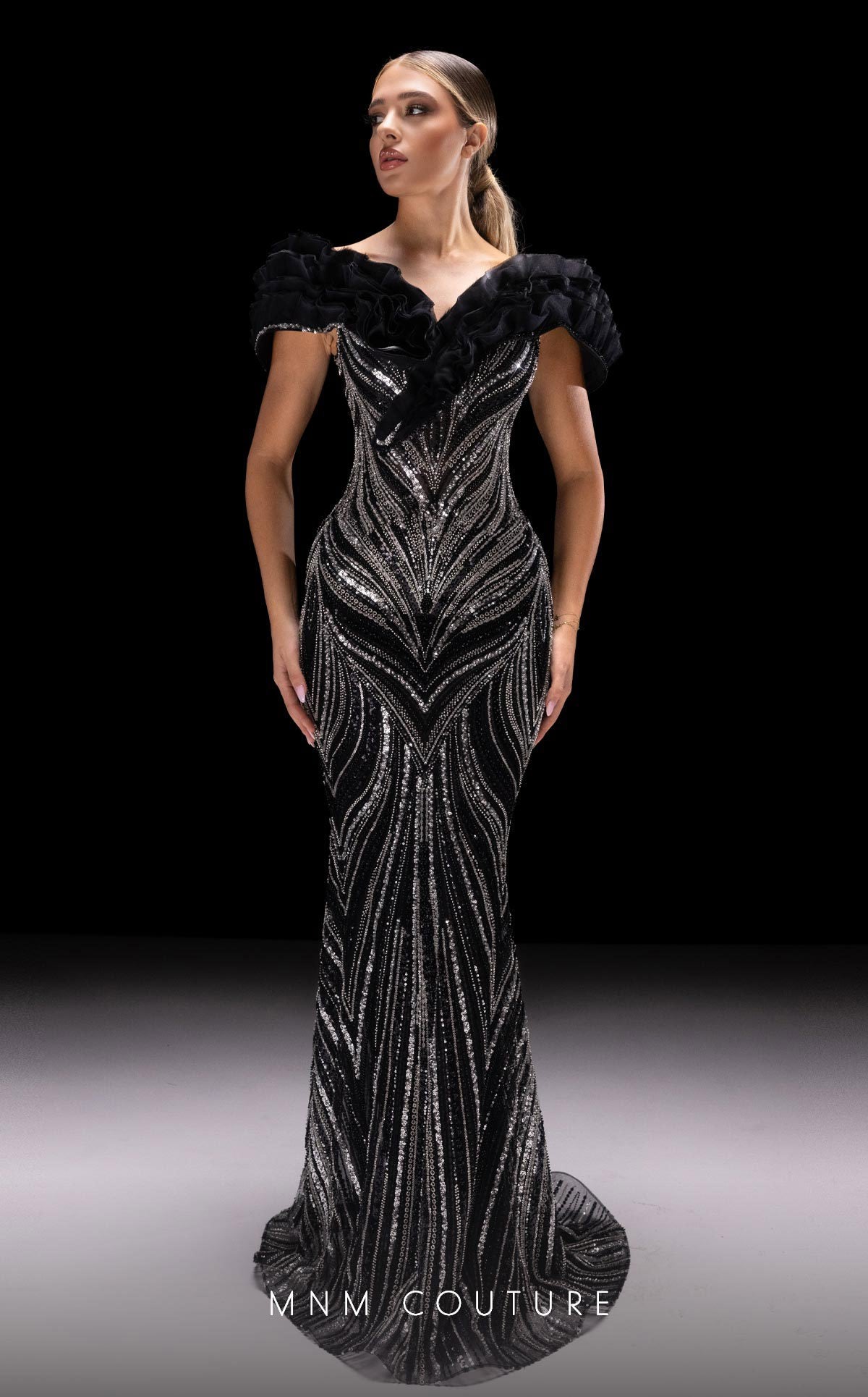 MNM Couture K4218 Mermaid Fit Long Formal Beaded Prom Evening Dress