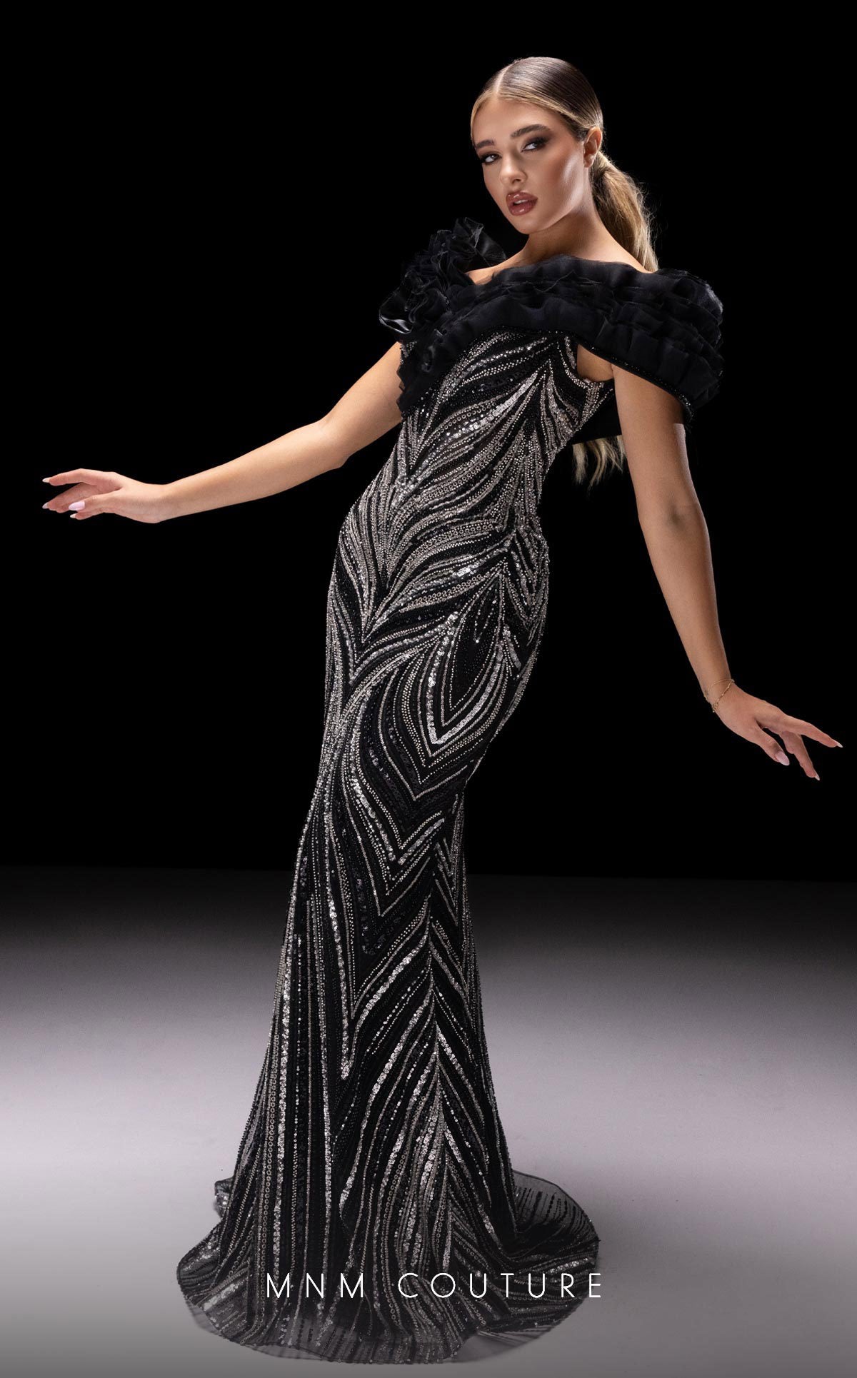 MNM Couture K4218 Mermaid Fit Long Formal Beaded Prom Evening Dress