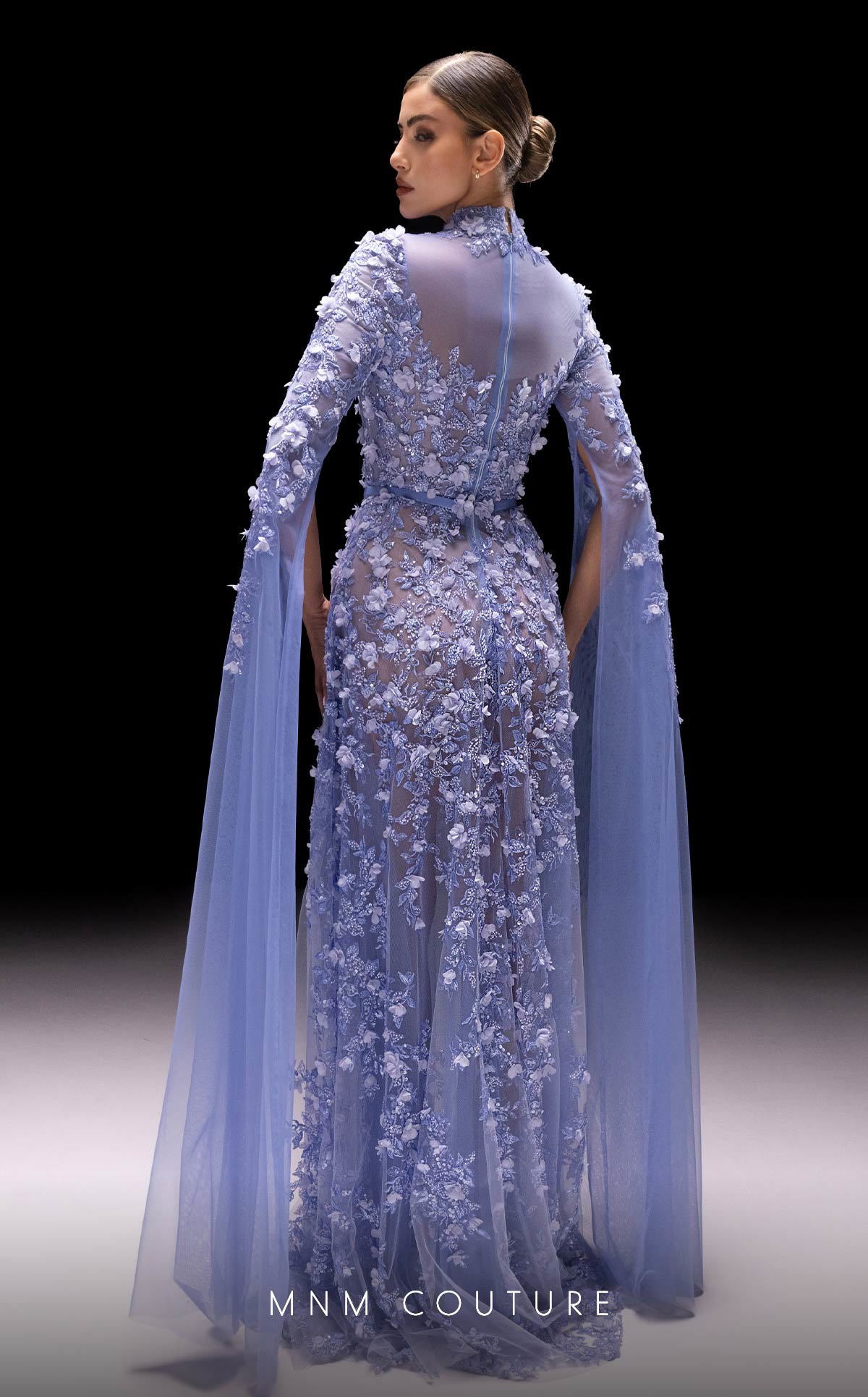 MNM Couture K4236 Long Formal Beaded Applique Evening Dress