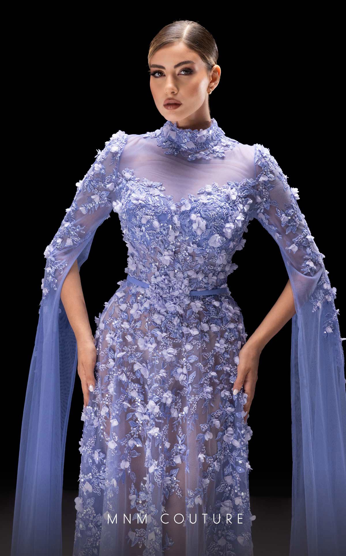 MNM Couture K4236 Long Formal Beaded Applique Evening Dress