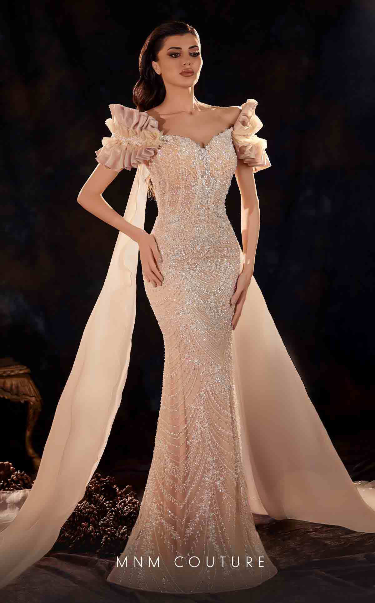 MNM Couture K4254 Fitted Long Formal Beaded Evening Dress – The Dress Outlet