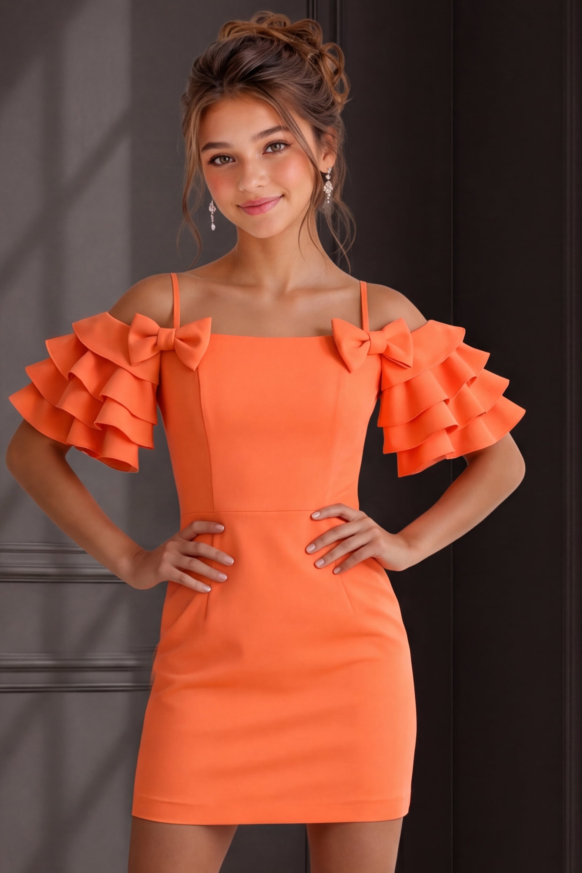 Square Mini Crepe Cocktail Bodycon Jovani K44089
