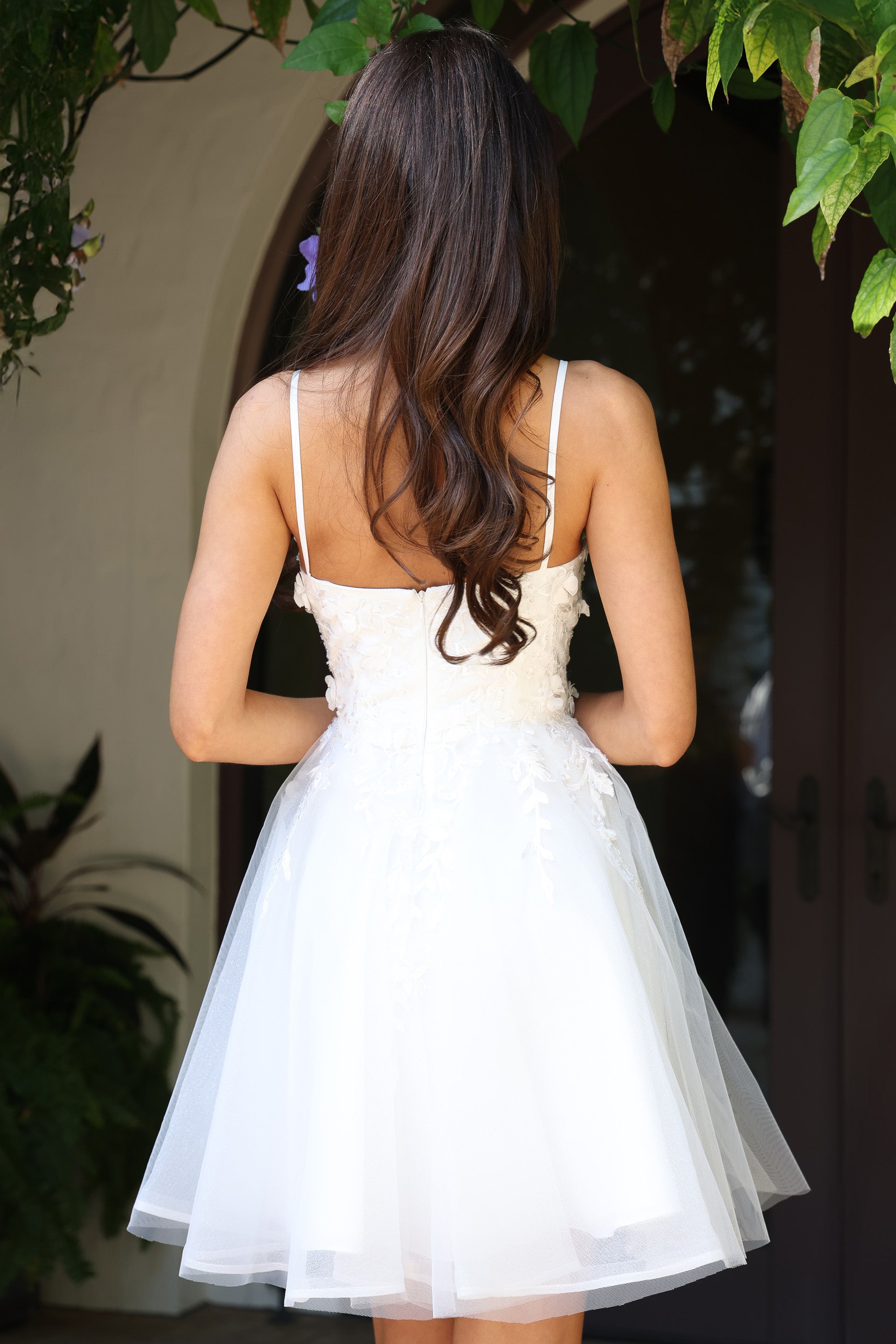 Off White Square Neck Above Knee Tulle Lace Cocktail A-Line Homecoming Dress Jovani K45717