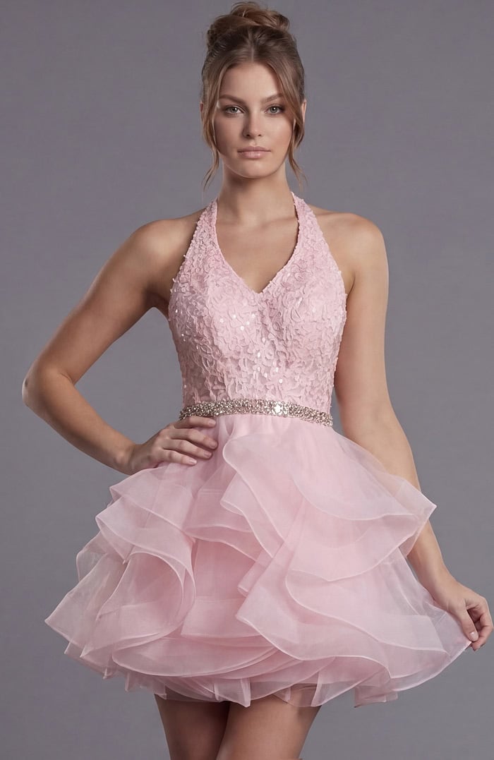 Halter Mini/Short Tulle Cocktail Fit & Flare Jovani K52182
