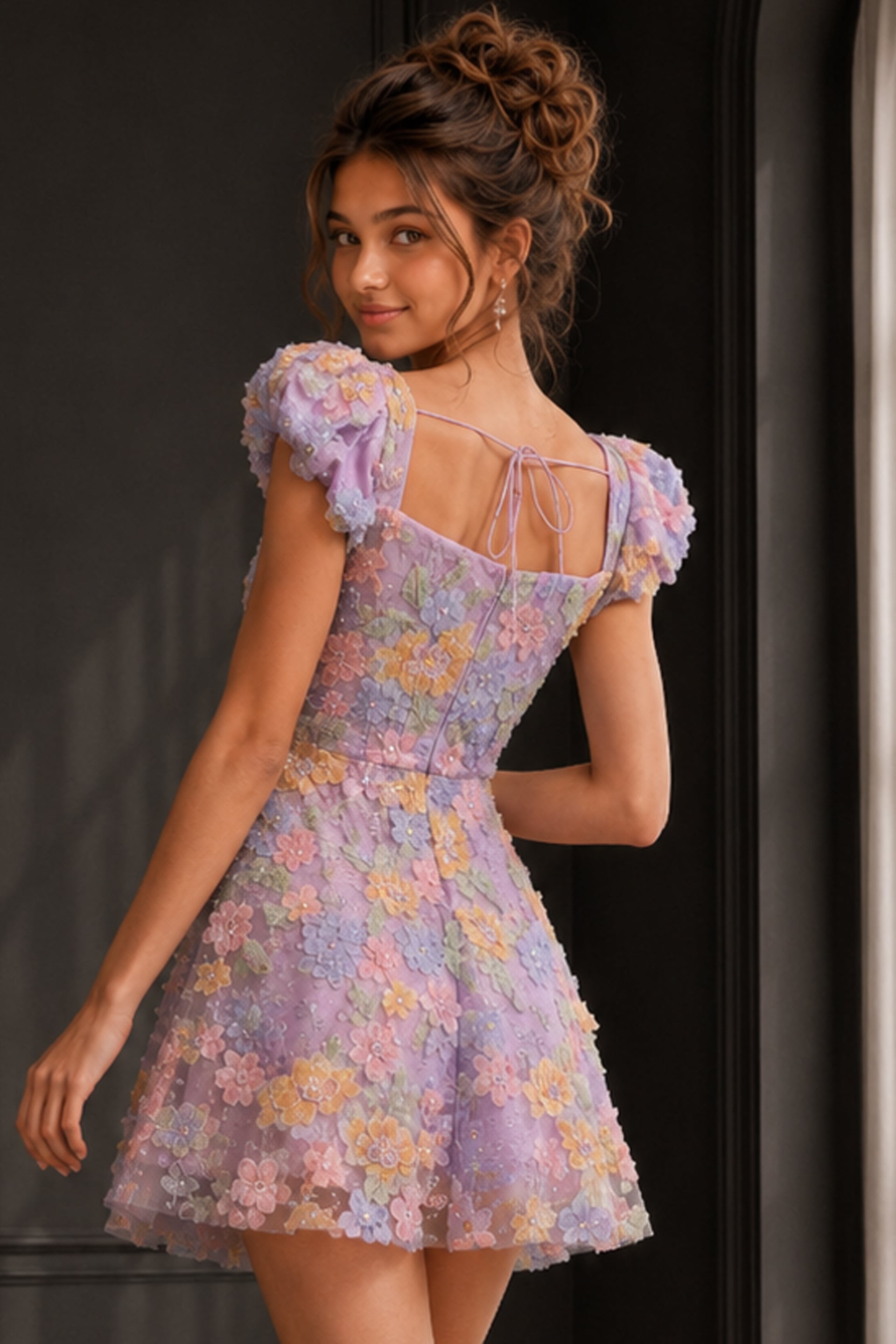 Square Mini Tulle Cocktail A-Line Jovani K52703