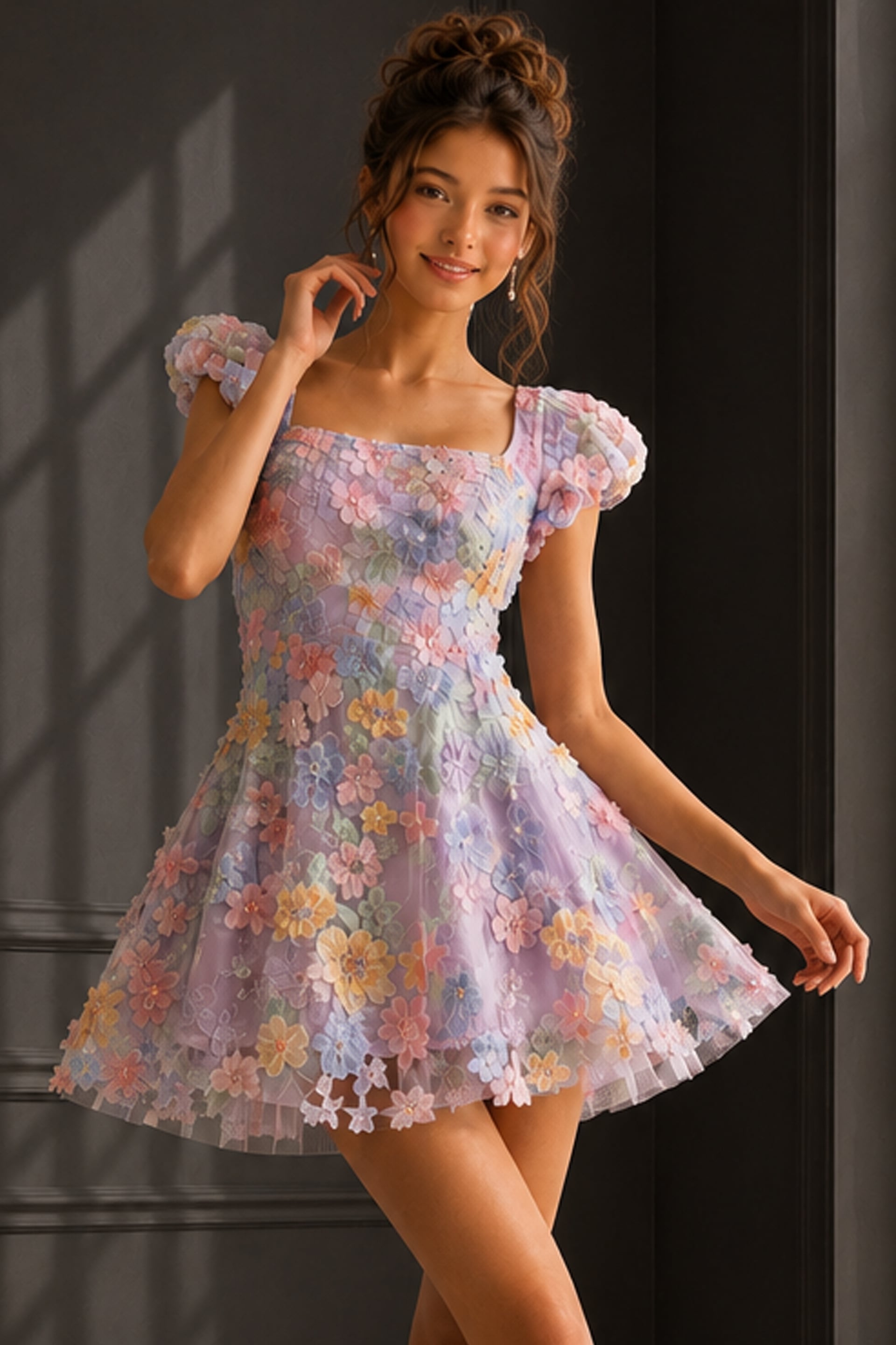 Square Mini Tulle Cocktail A-Line Jovani K52703