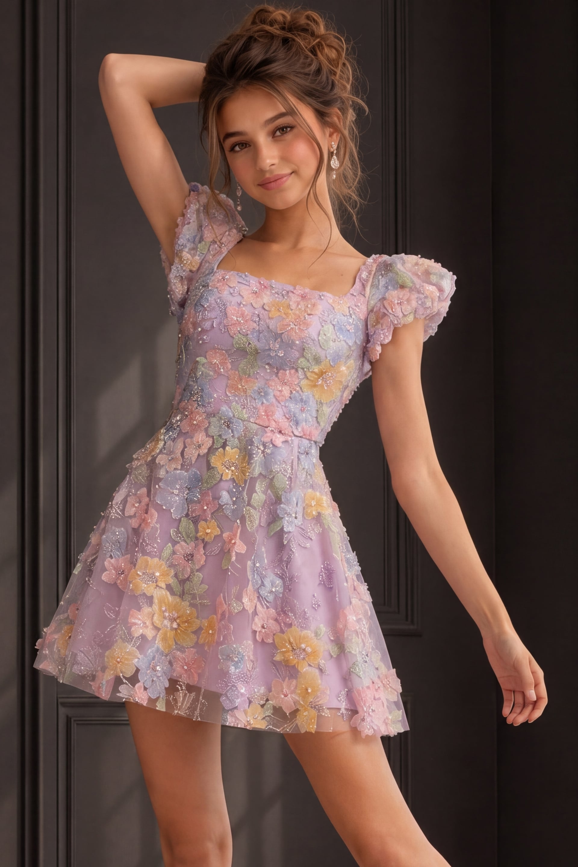 Square Mini Tulle Cocktail A-Line Jovani K52703