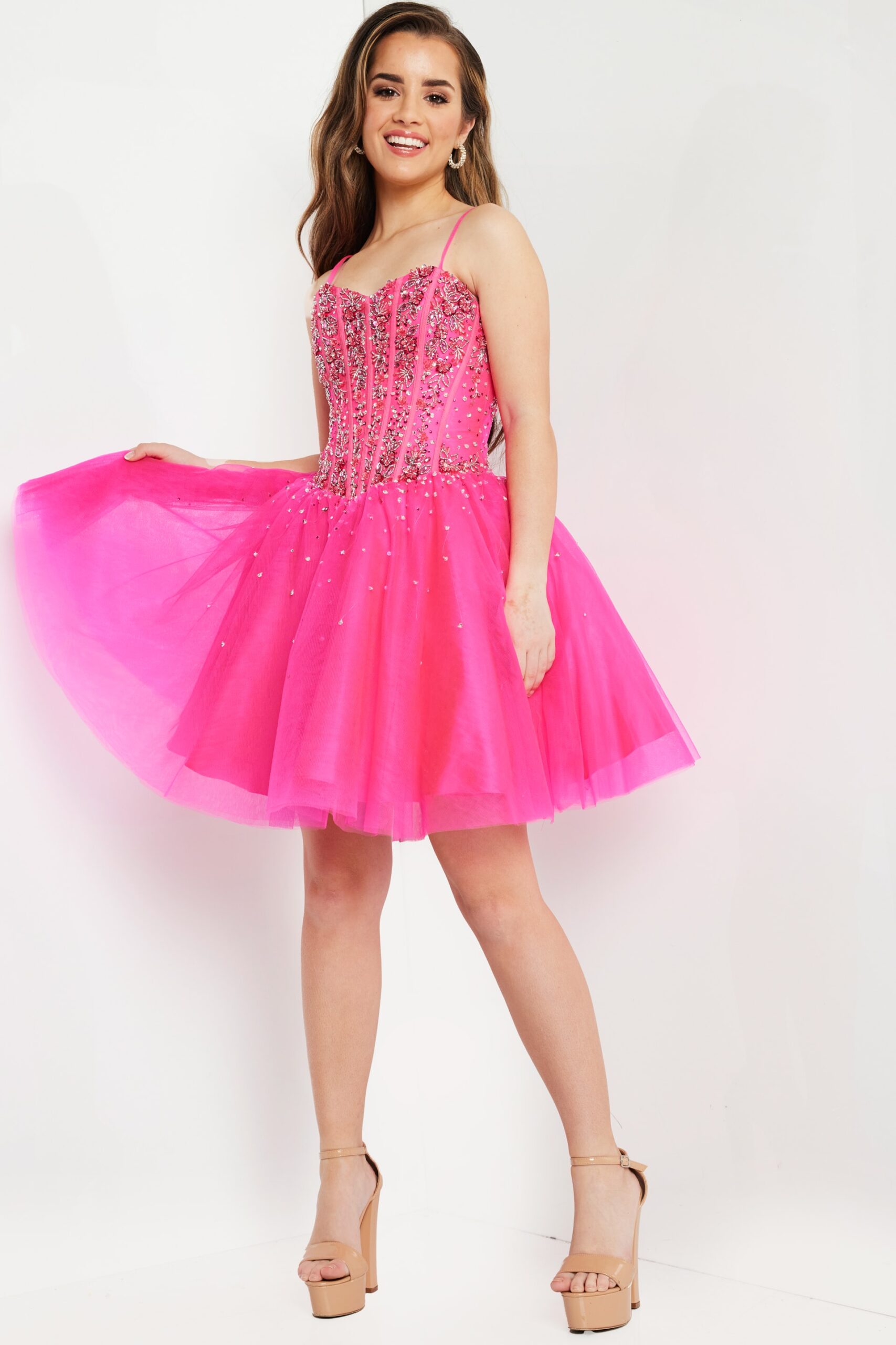 Cocktail Dresses Beaded Short Homecoming A Line Girls Dresses Fuchsia