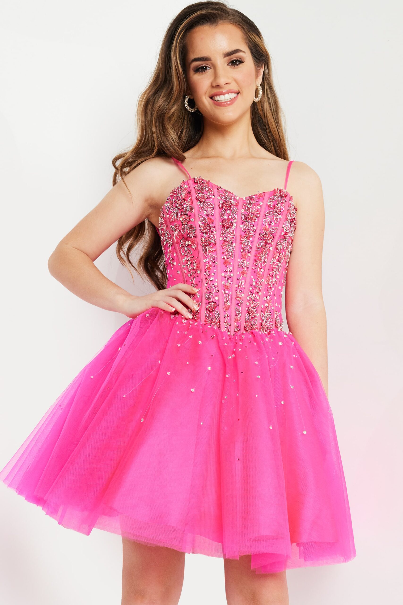 Cocktail Dresses Beaded Short Homecoming A Line Girls Dresses Fuchsia