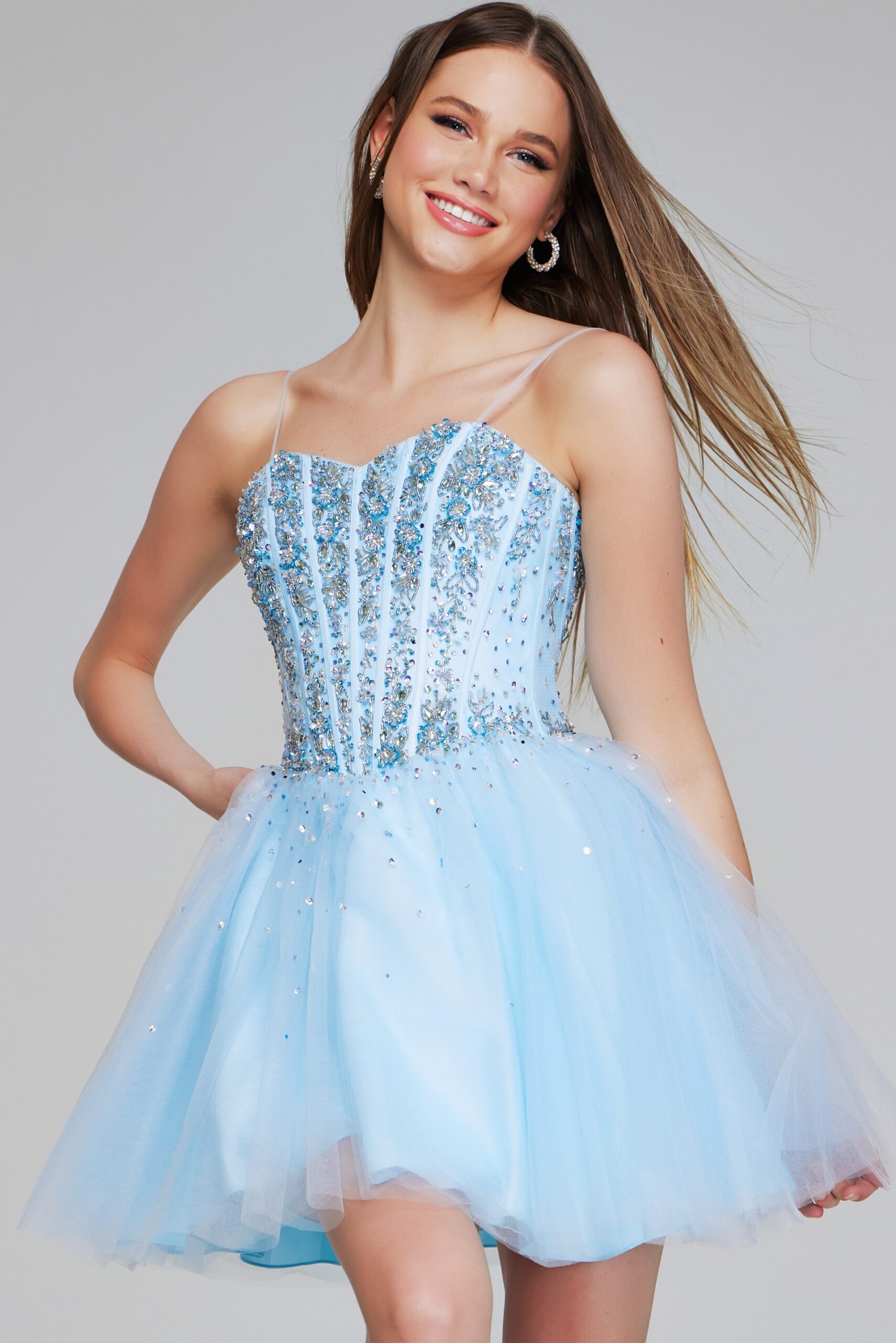 Cocktail Dresses Beaded Short Homecoming A Line Girls Dresses Blue
