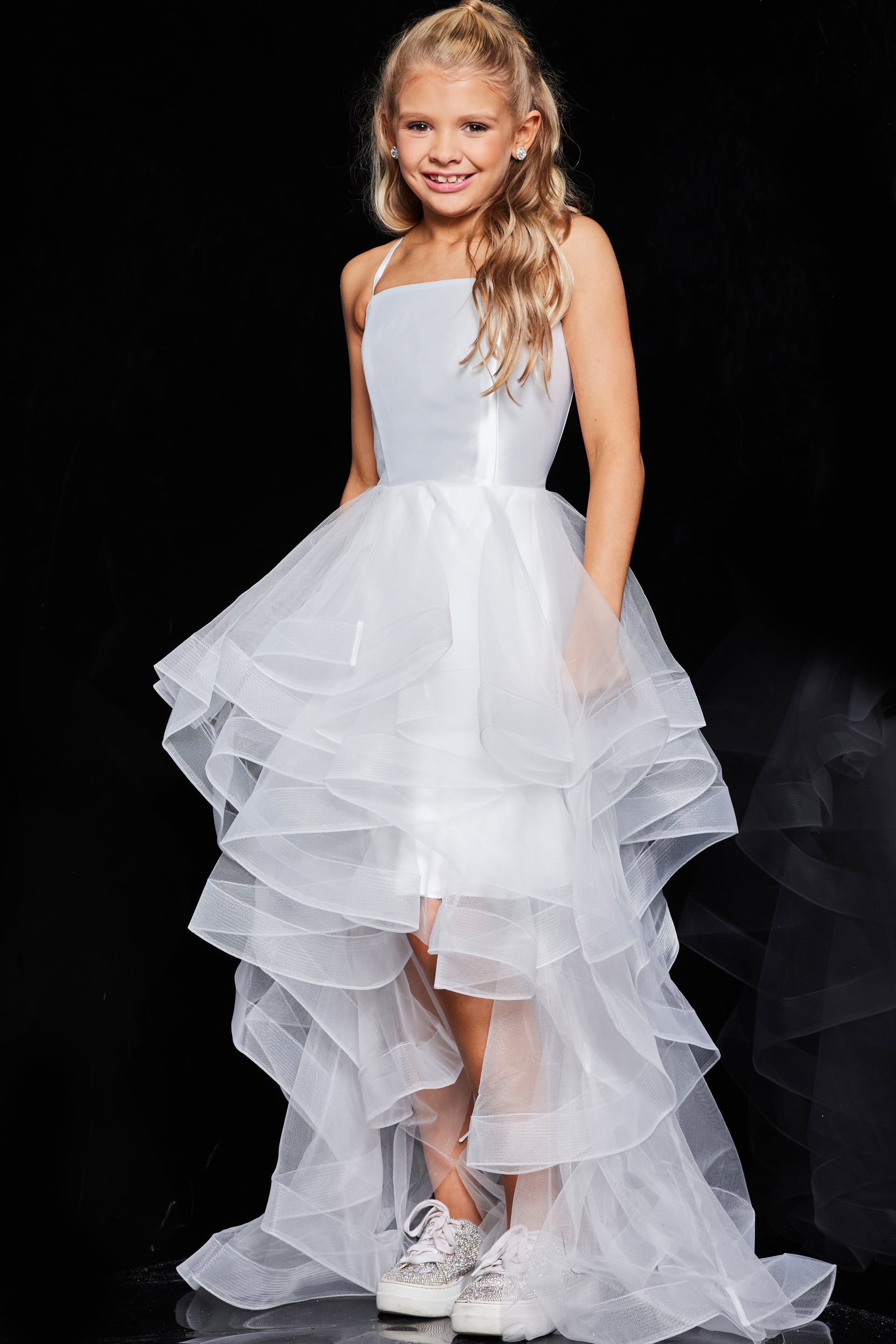 Square Neck High-Low Organza Prom Ball Gown Jovani K66708
