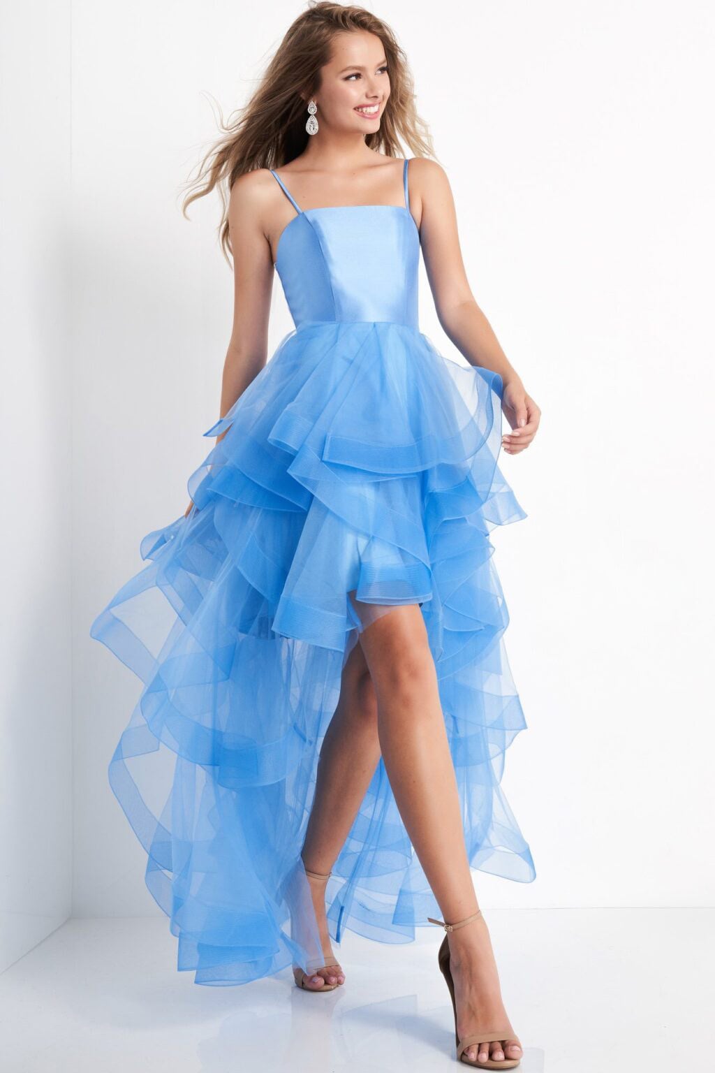Square Neck High-Low Organza Prom Ball Gown Jovani K66708