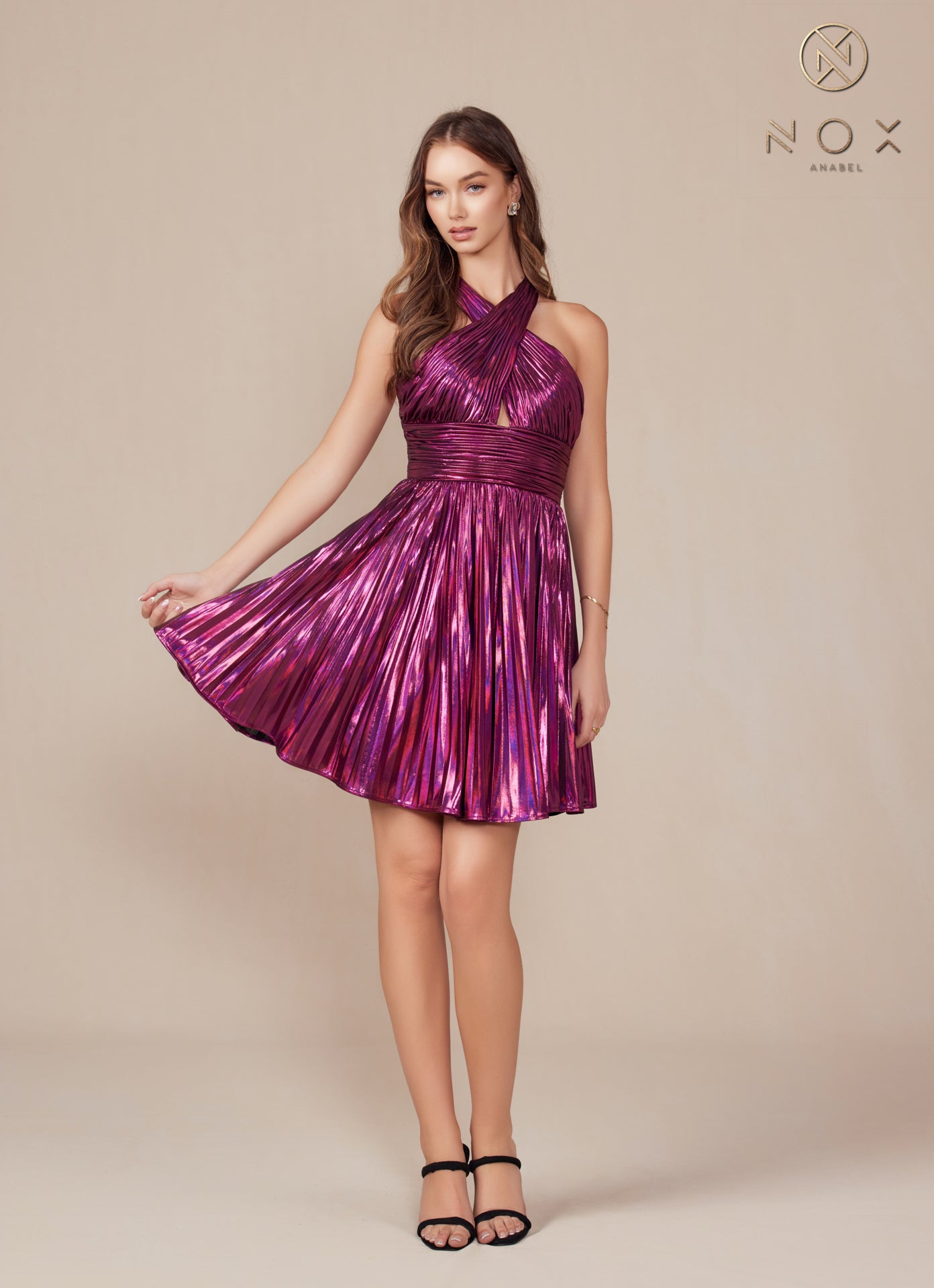 Nox Anabel K822 Short Pleated A Line Cocktail Dress