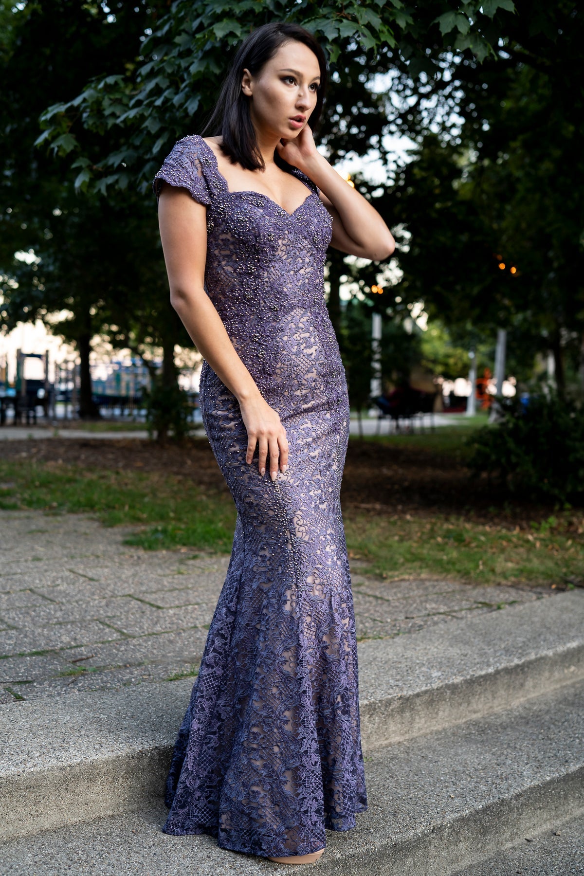 Lara Dresses 33491 Fitted Lace Long Formal Mermaid Evening Dress