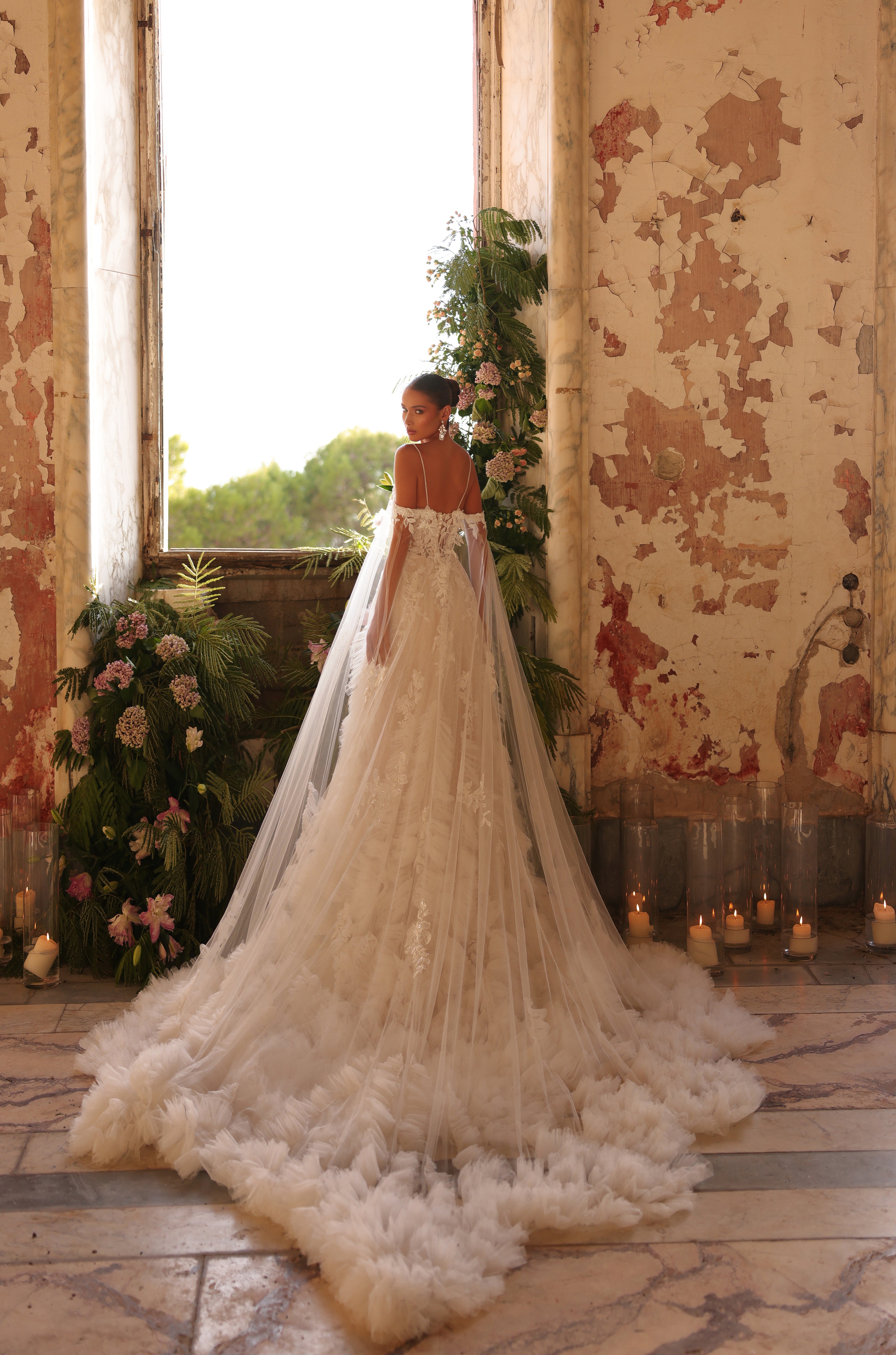Wedding Dresses Long Bridal Ruffle Wedding Dress Amarra 89139 Ivory/Ivory