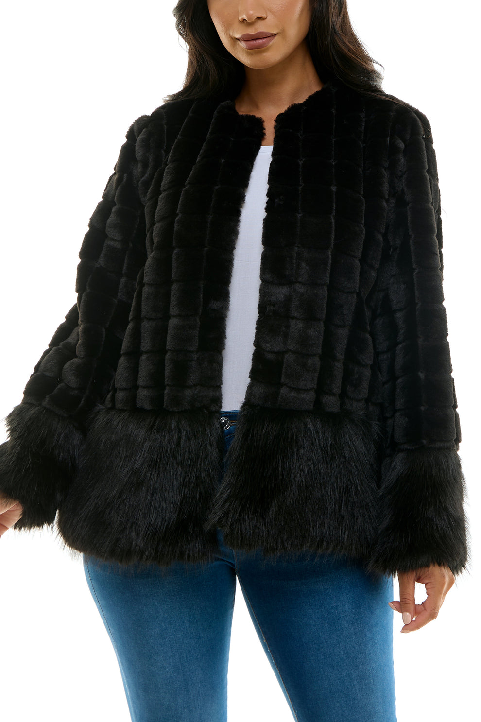 Jacket Formal Long Sleeve Fur Jacket Black