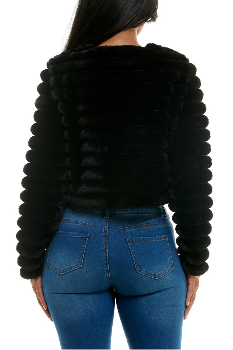 Long Sleeve Ribbed Faux Fur Bolero Nina Leonard L8525DF
