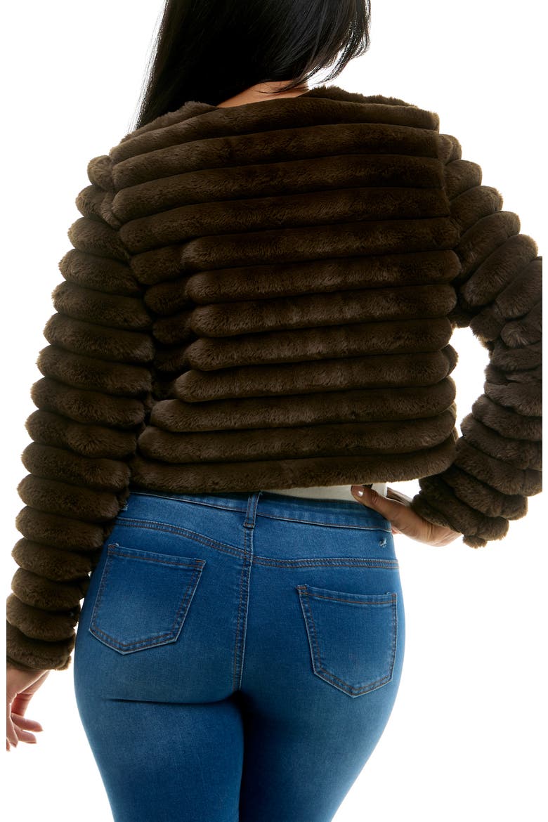 Long Sleeve Ribbed Faux Fur Bolero Nina Leonard L8525DF