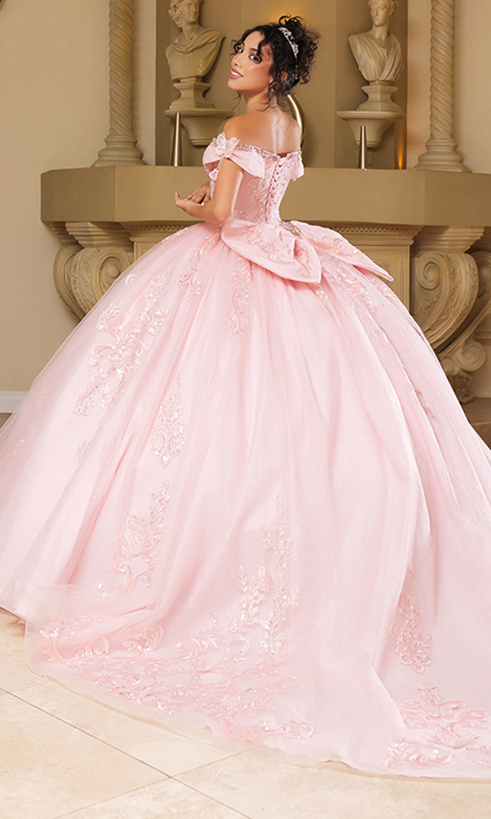 Off-the-Shoulder Floor-Length Tulle Occasion Ball Gown May Queen LK274