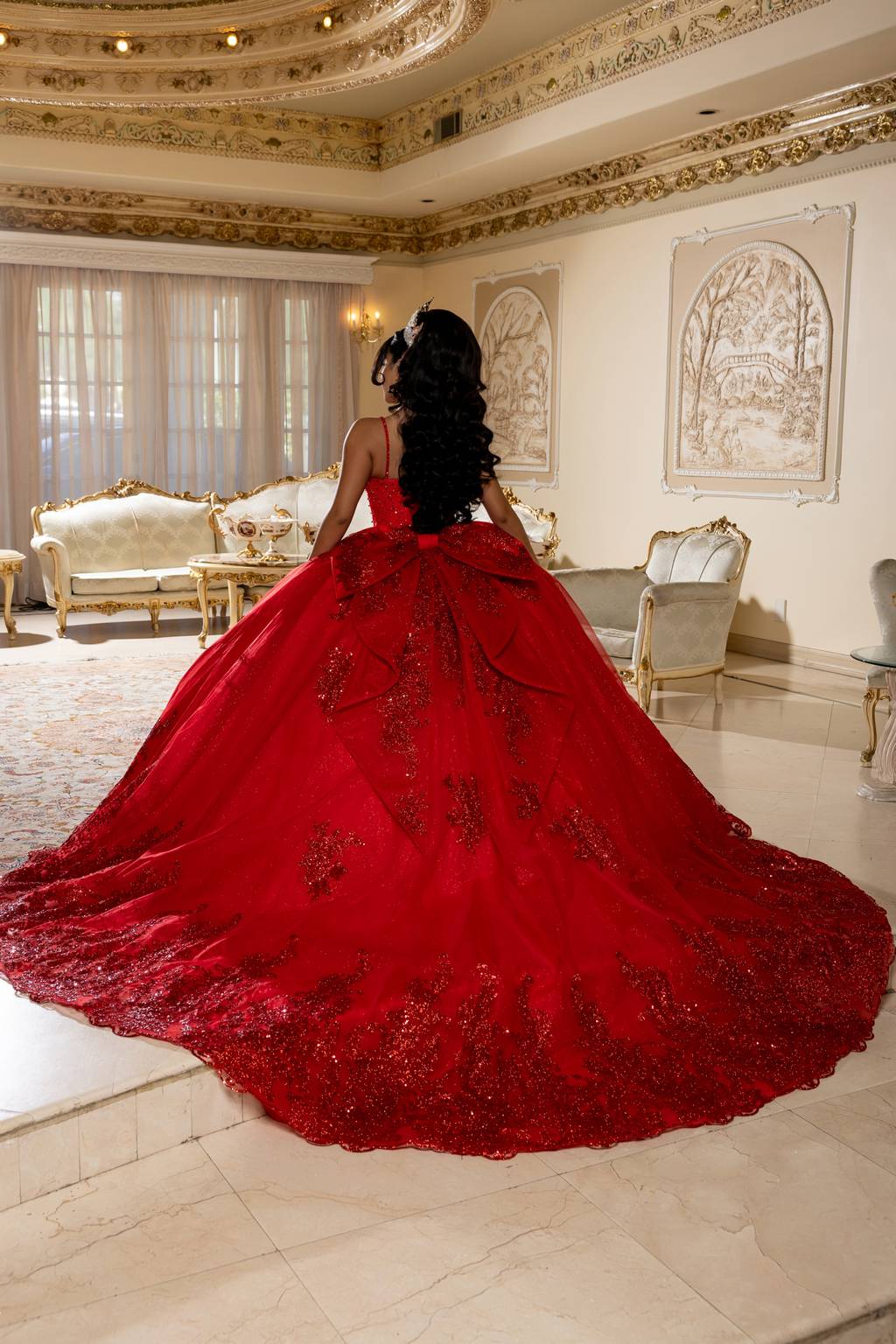Sweetheart Floor-Length with Train Tulle Quinceañera Ball Gown May Queen LK287