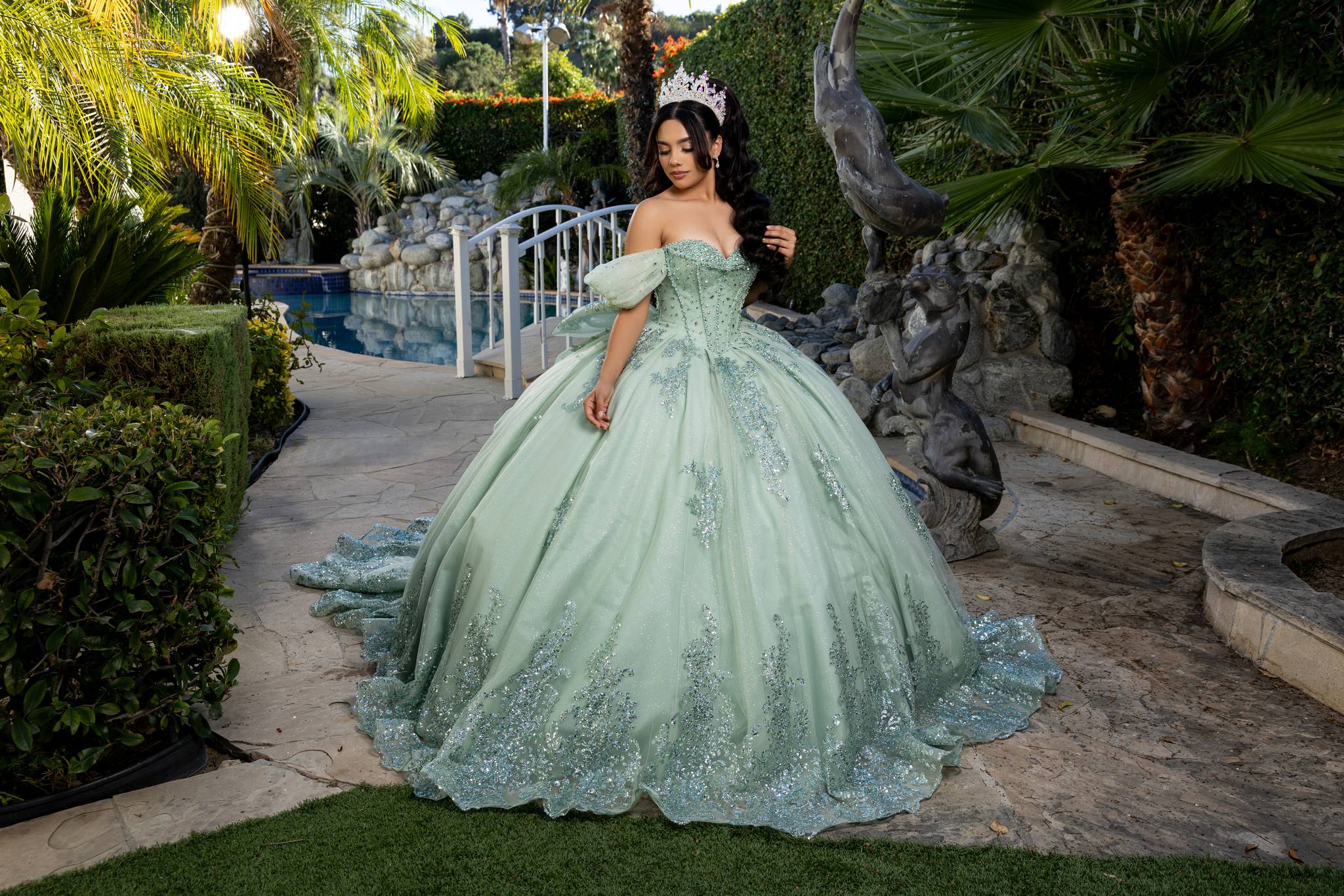 Sweetheart Floor-Length with Train Tulle Quinceañera Ball Gown May Queen LK287