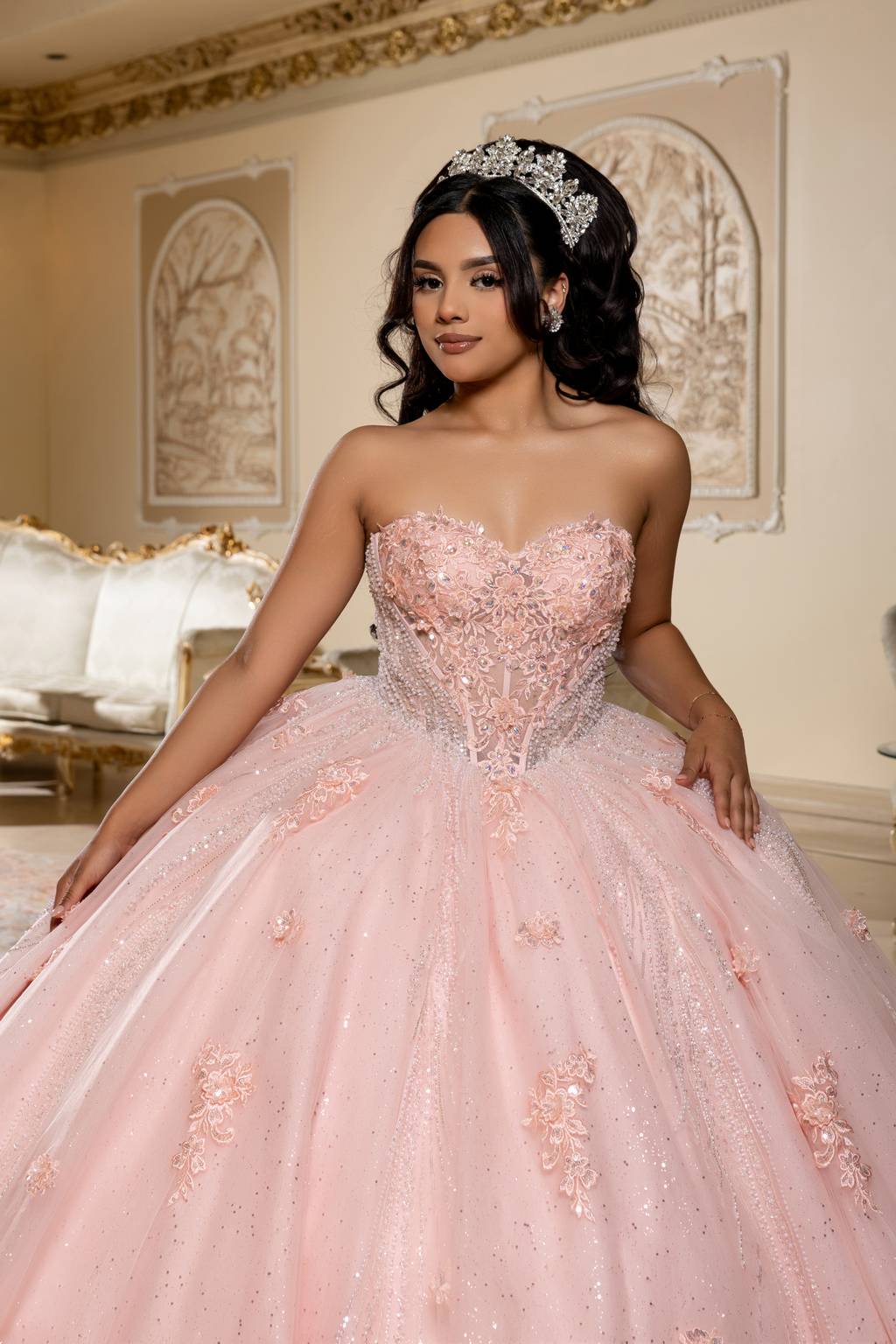 Sweetheart Floor-Length Tulle Quinceañera Ball Gown May Queen LK288