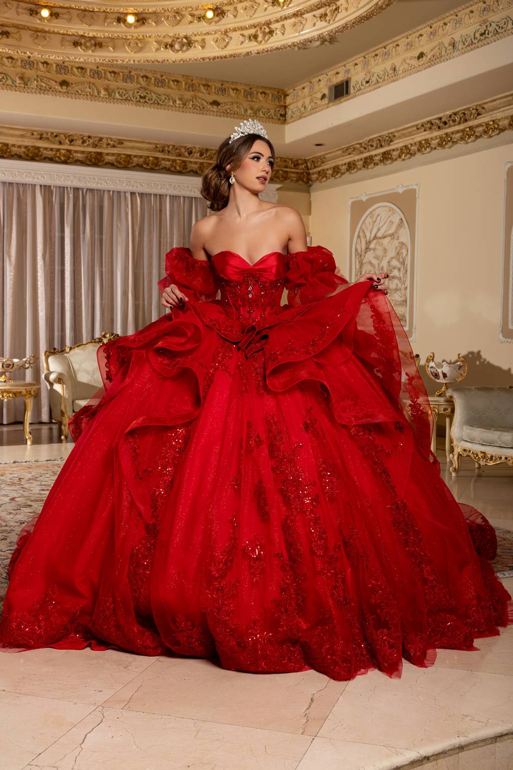 Sweetheart Floor-Length Tulle Prom Ball Gown May Queen LK289