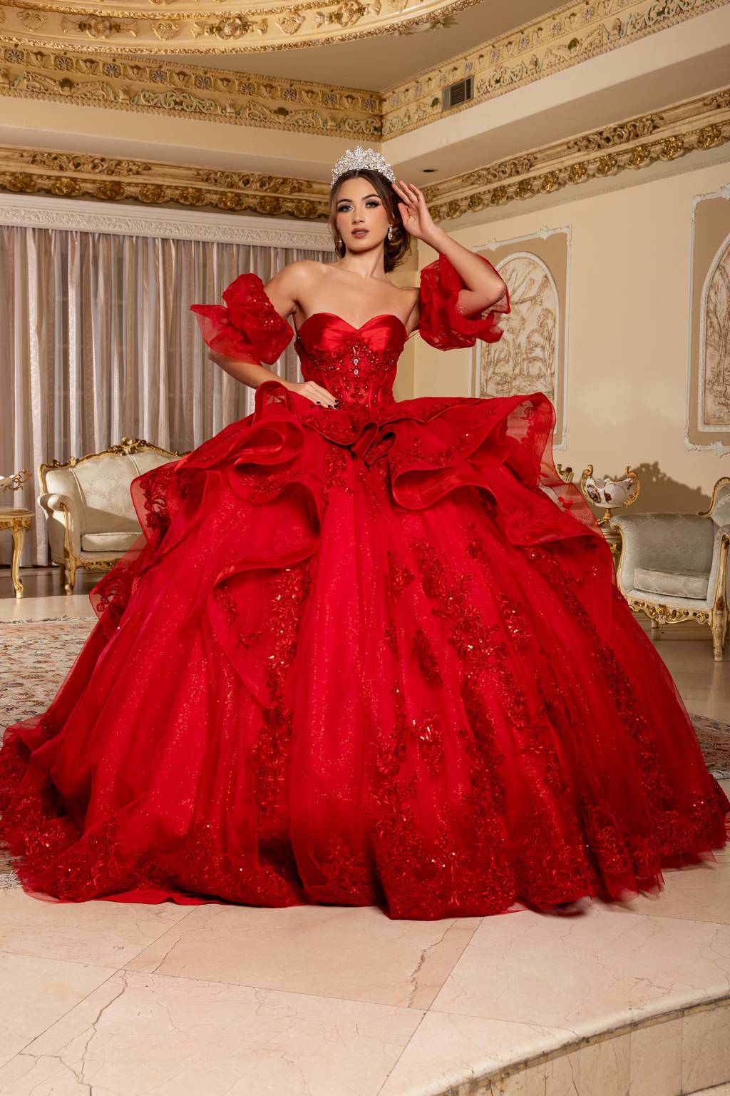 Sweetheart Floor-Length Tulle Prom Ball Gown May Queen LK289