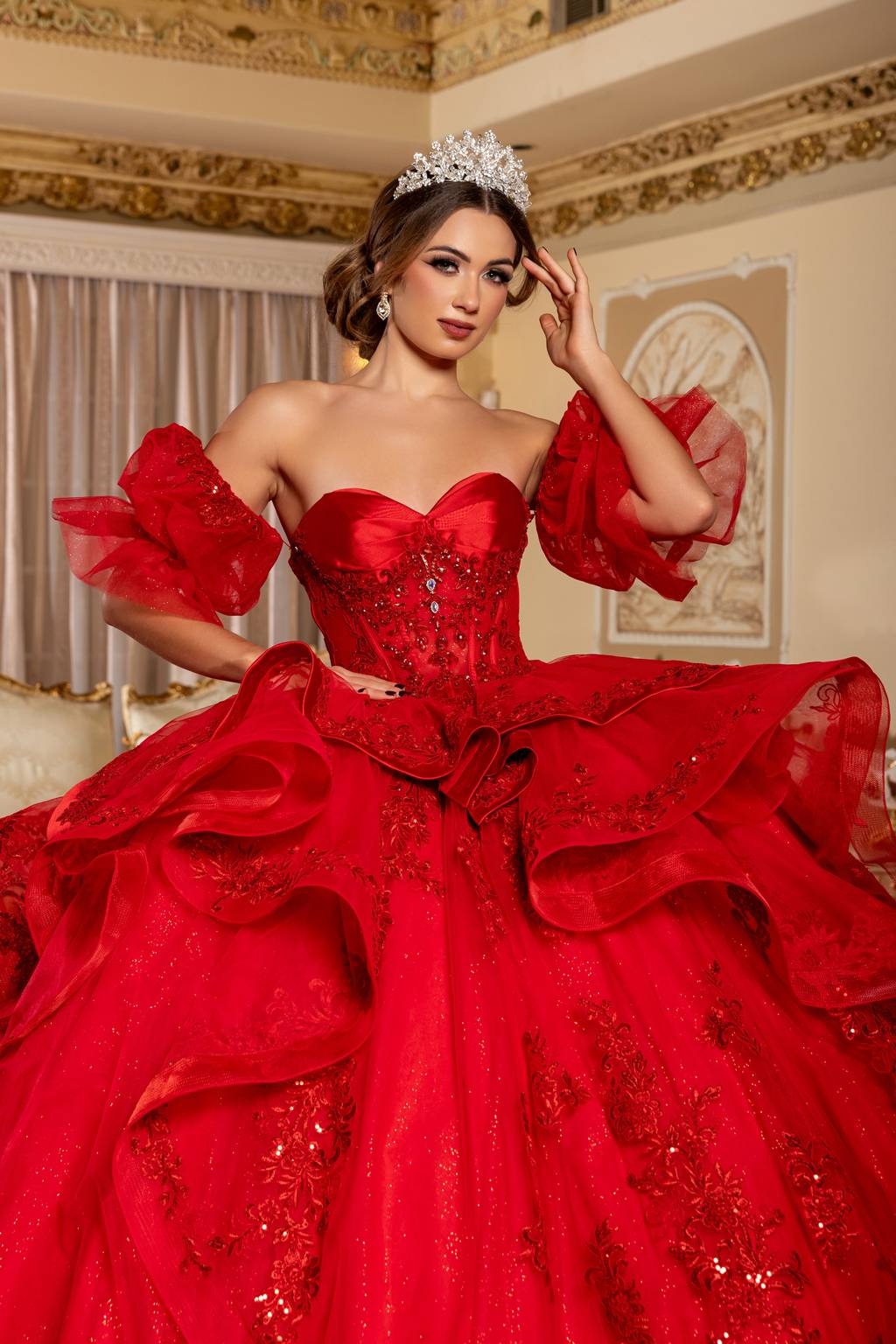 Sweetheart Floor-Length Tulle Prom Ball Gown May Queen LK289