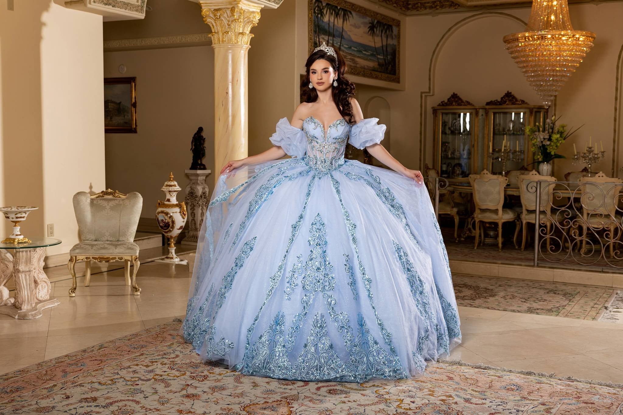 Sweetheart Floor-Length Tulle Quinceañera Ball Gown May Queen LK290