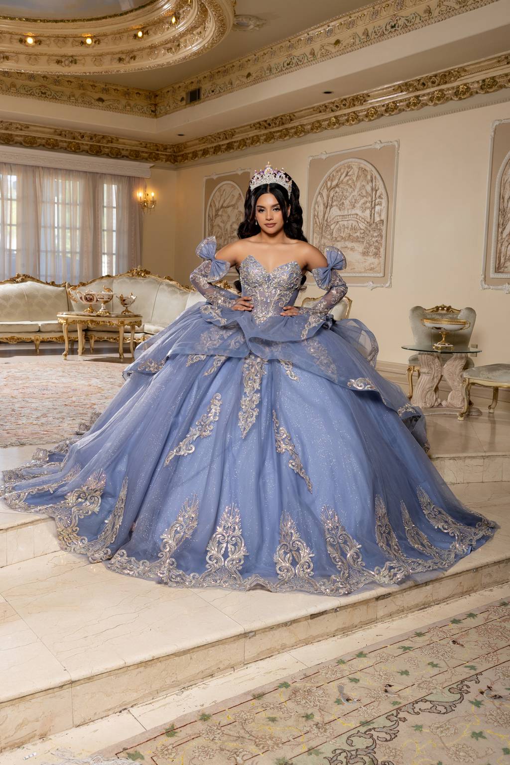Sweetheart Floor-Length with Train Tulle Quinceañera Ball Gown May Queen LK291