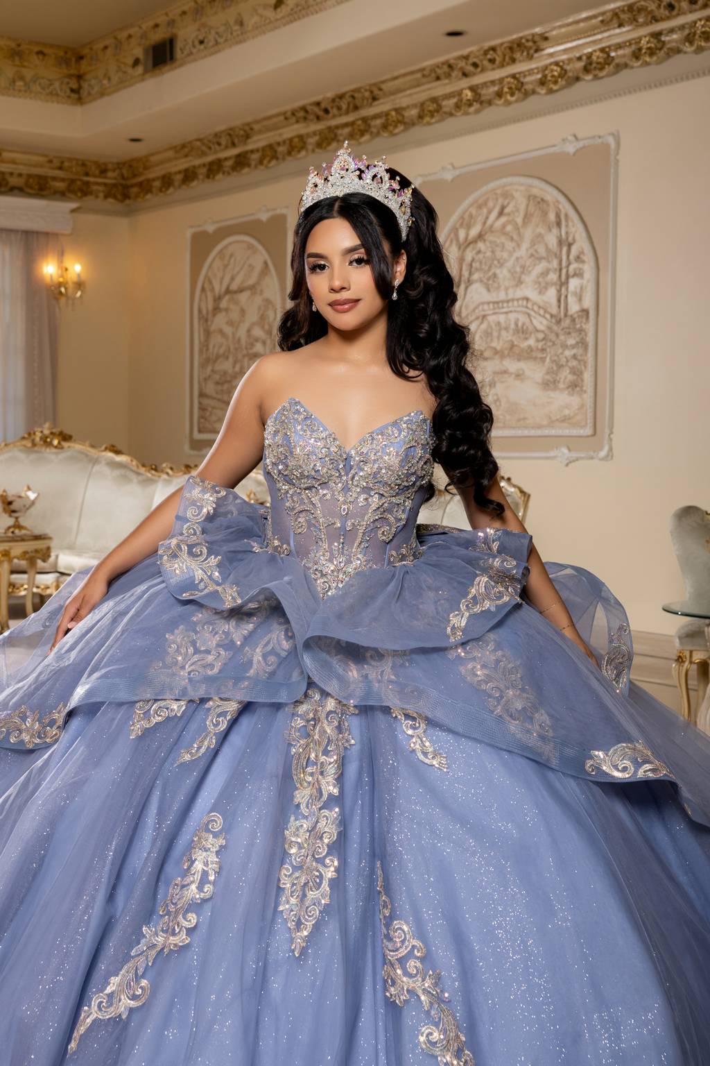 Sweetheart Floor-Length with Train Tulle Quinceañera Ball Gown May Queen LK291