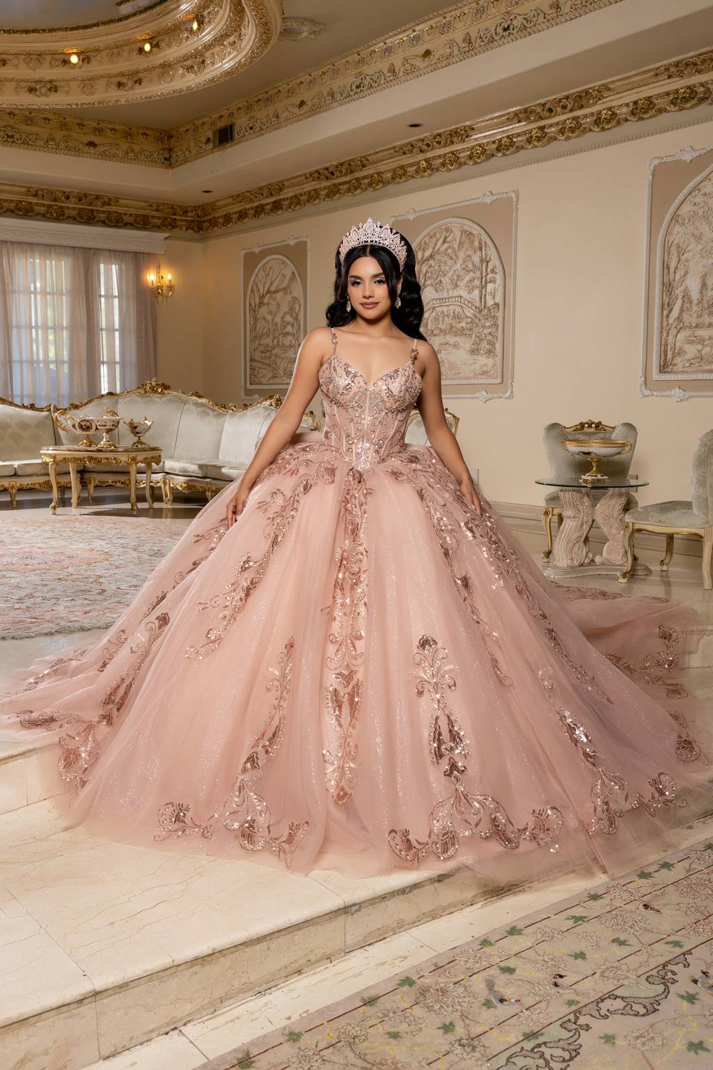 Sweetheart Floor-Length Tulle Quinceañera Ball Gown May Queen LK294