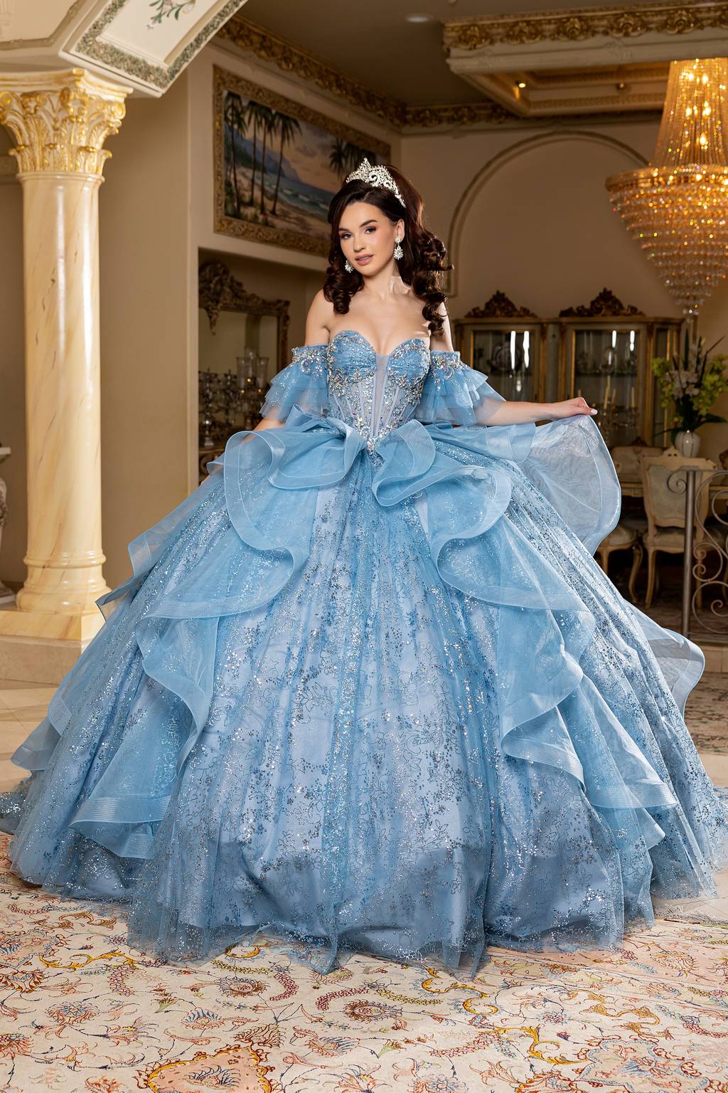 Sweetheart Floor-Length Tulle Quinceañera Ball Gown May Queen LK296