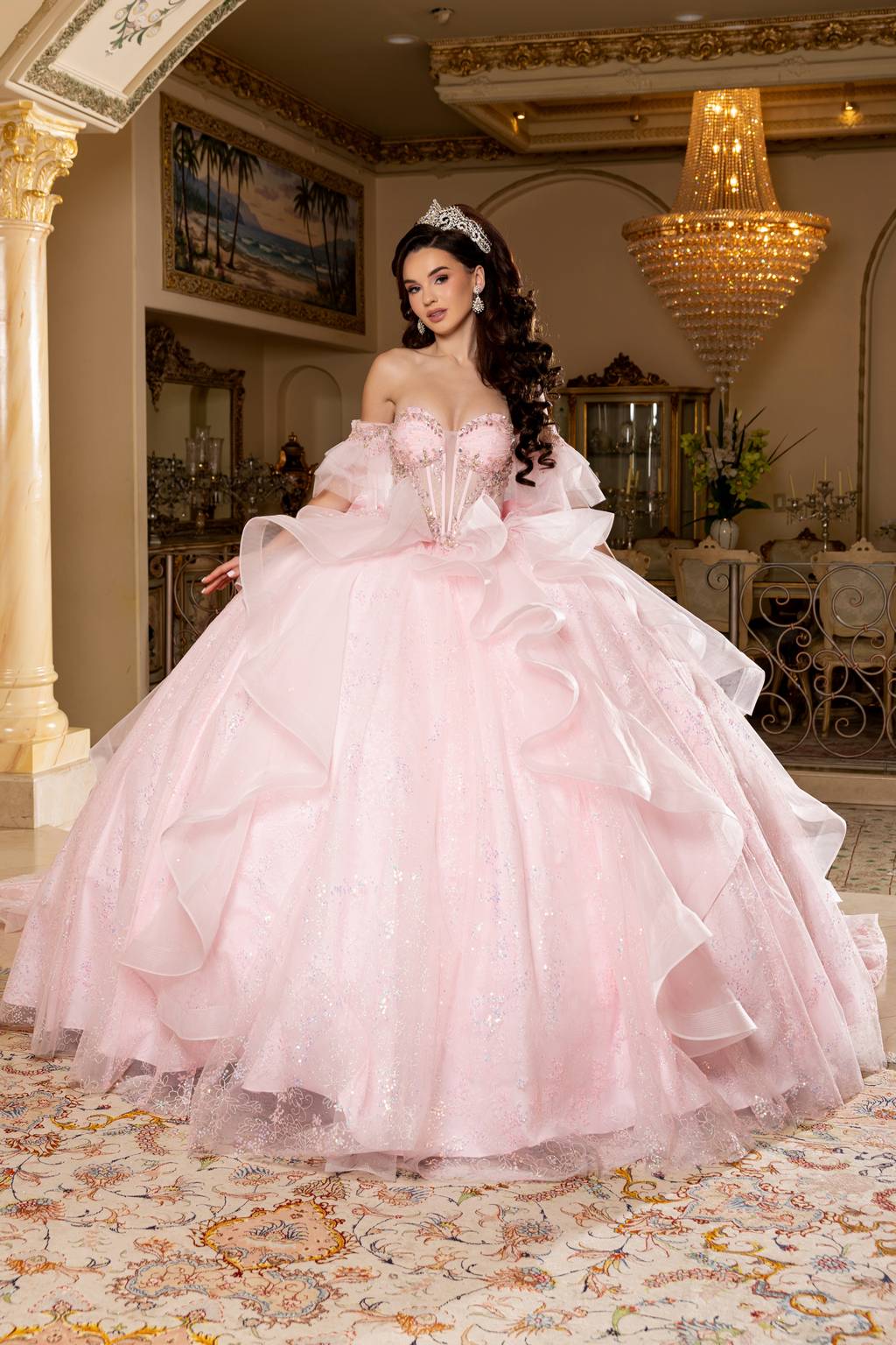 Sweetheart Floor-Length Tulle Quinceañera Ball Gown May Queen LK296