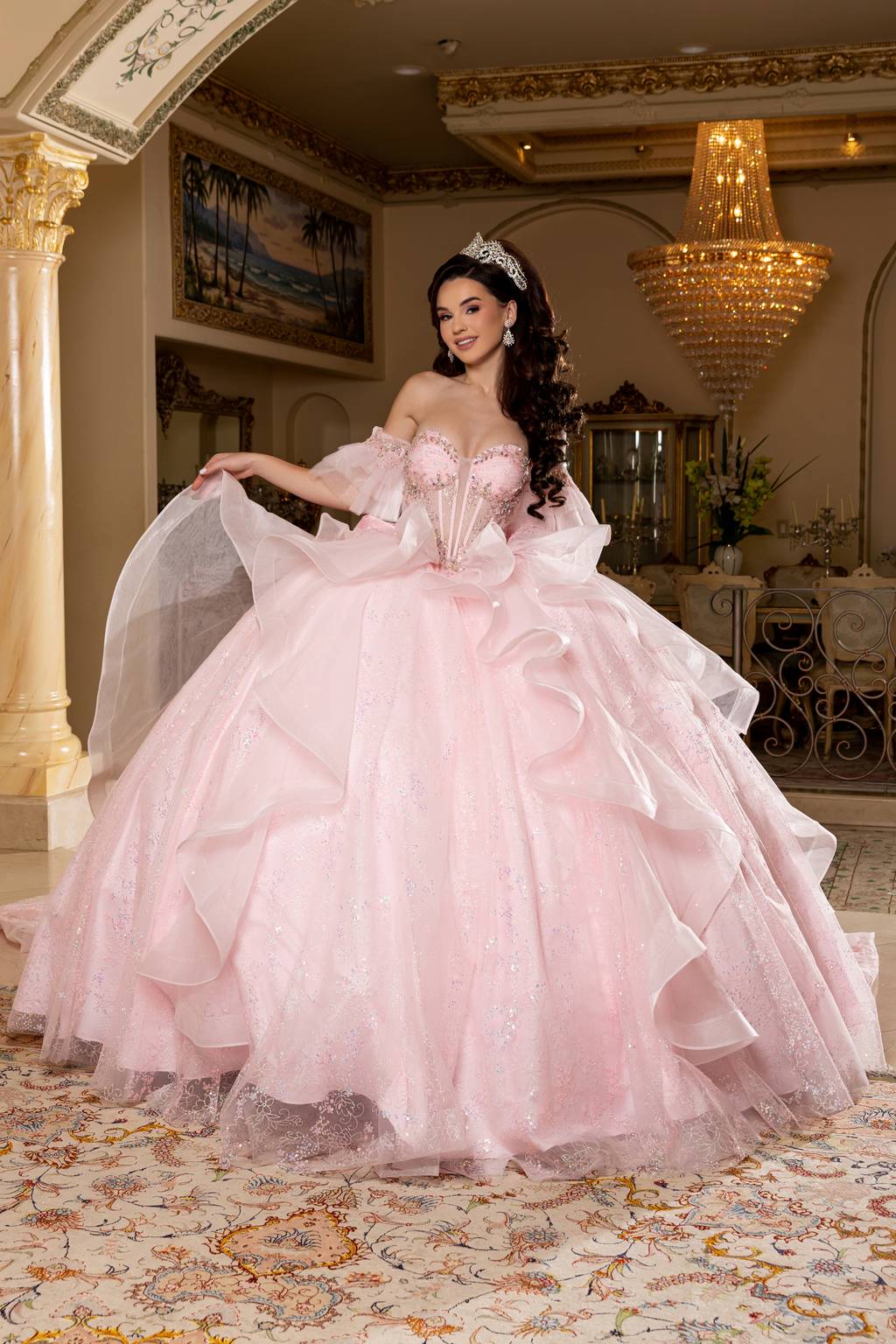 Sweetheart Floor-Length Tulle Quinceañera Ball Gown May Queen LK296