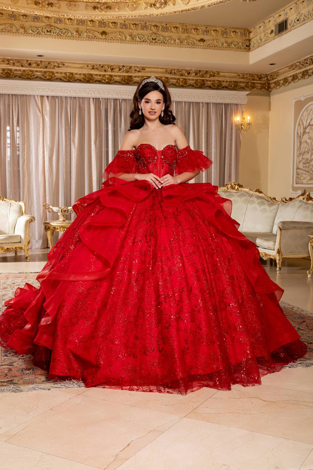 Sweetheart Floor-Length Tulle Quinceañera Ball Gown May Queen LK296