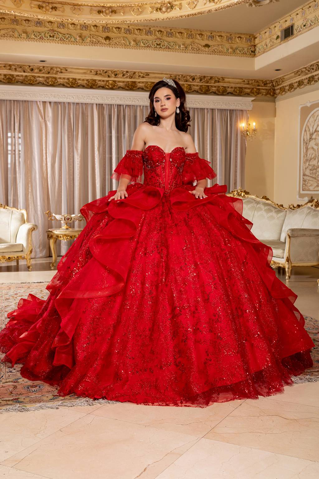 Sweetheart Floor-Length Tulle Quinceañera Ball Gown May Queen LK296