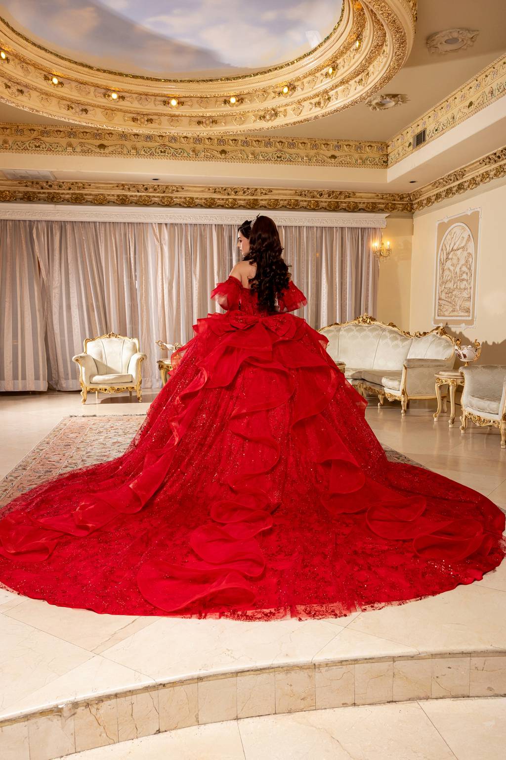 Sweetheart Floor-Length Tulle Quinceañera Ball Gown May Queen LK296