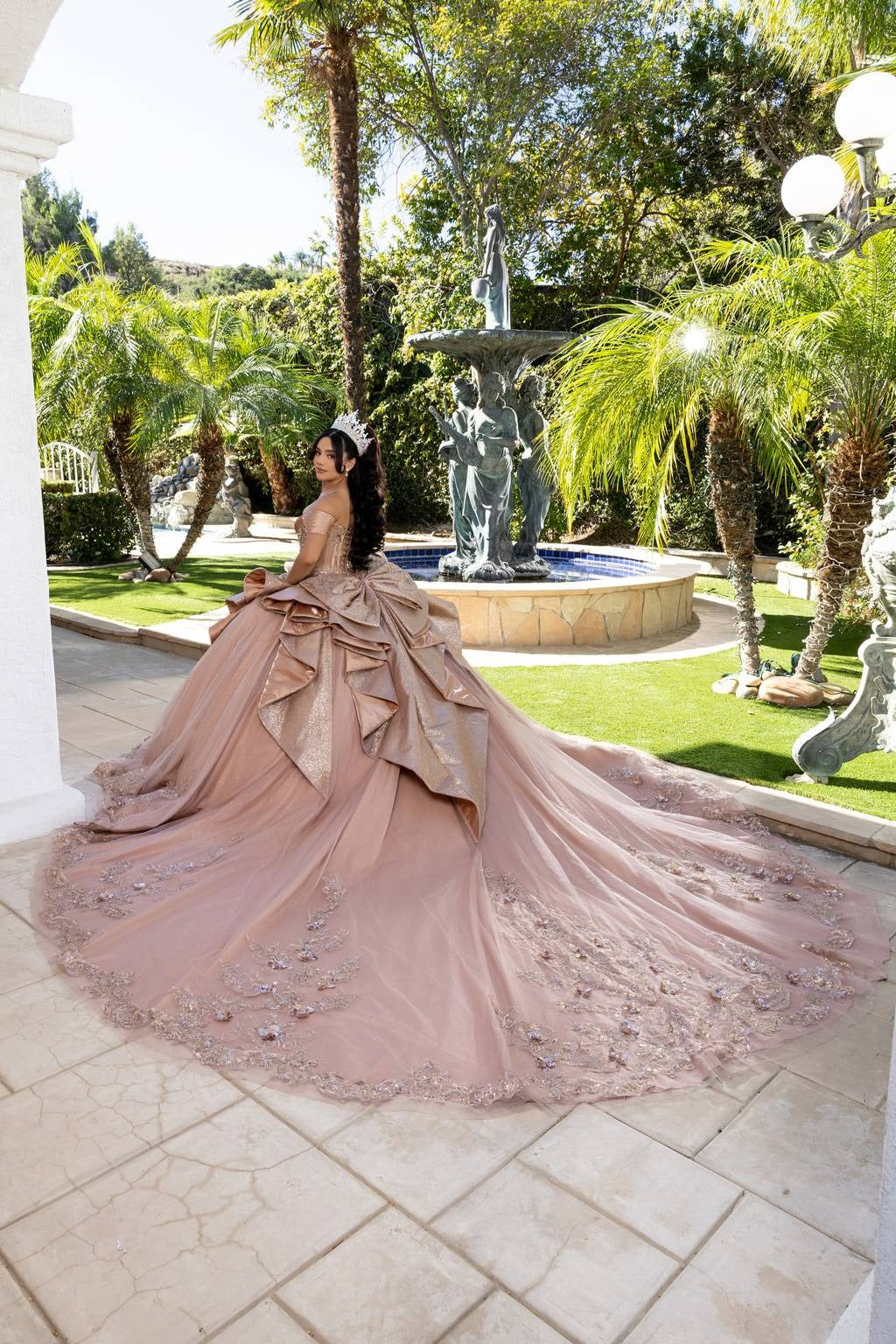 Off-the-Shoulder Floor-Length Tulle Quinceañera Ball Gown May Queen LK297