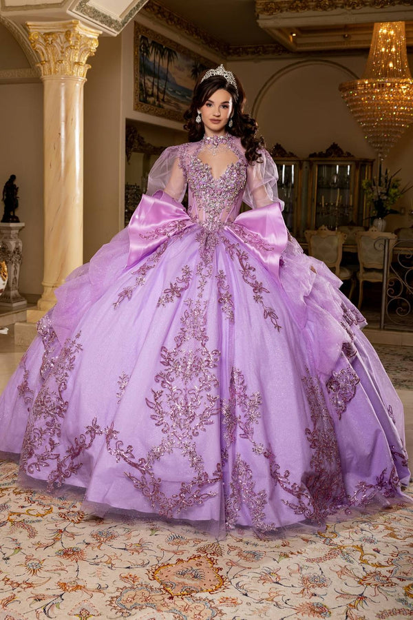 Illusion Floor-Length Tulle Quinceañera Ball Gown May Queen LK299