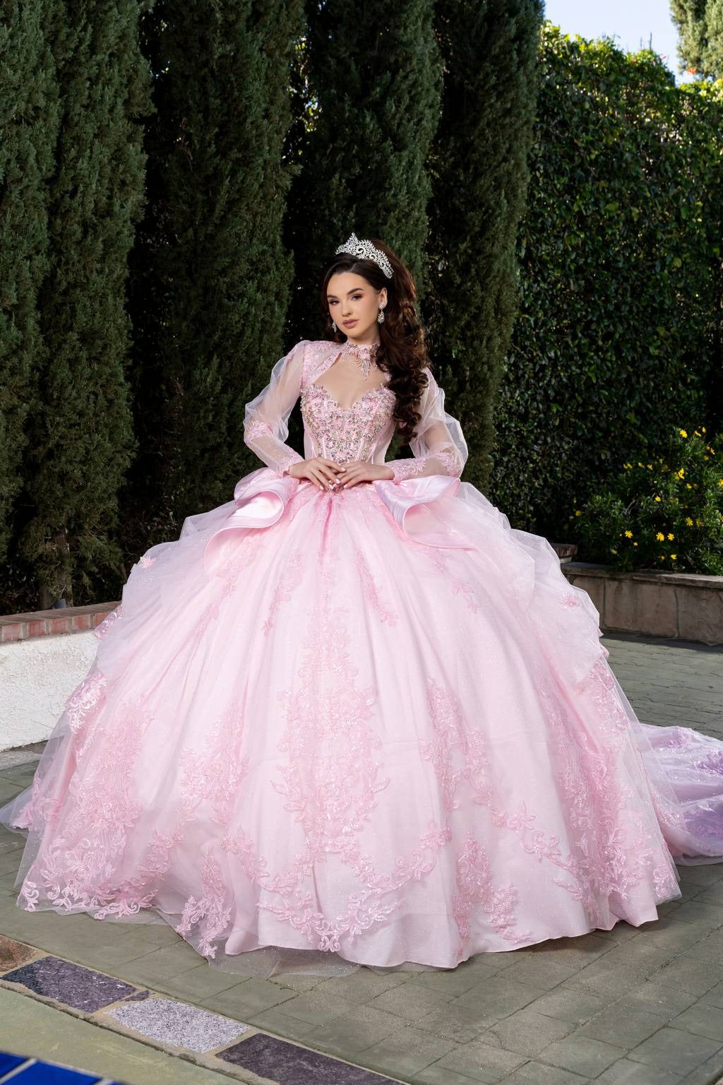 Illusion Floor-Length Tulle Quinceañera Ball Gown May Queen LK299