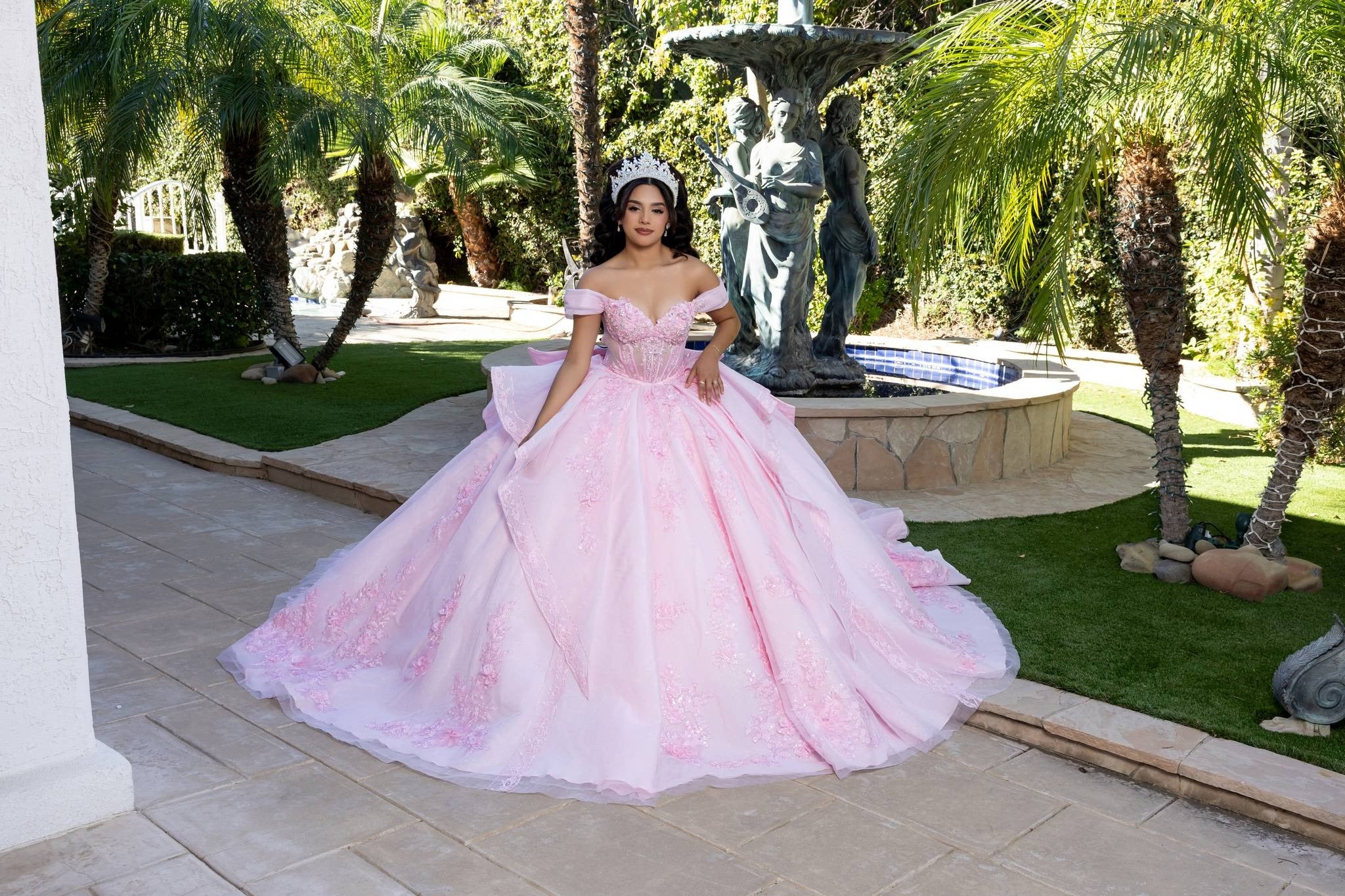 Off-the-Shoulder Floor-Length Tulle Quinceañera Ball Gown May Queen LK304