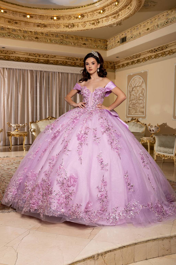Off-the-Shoulder Floor-Length Tulle Quinceañera Ball Gown May Queen LK305