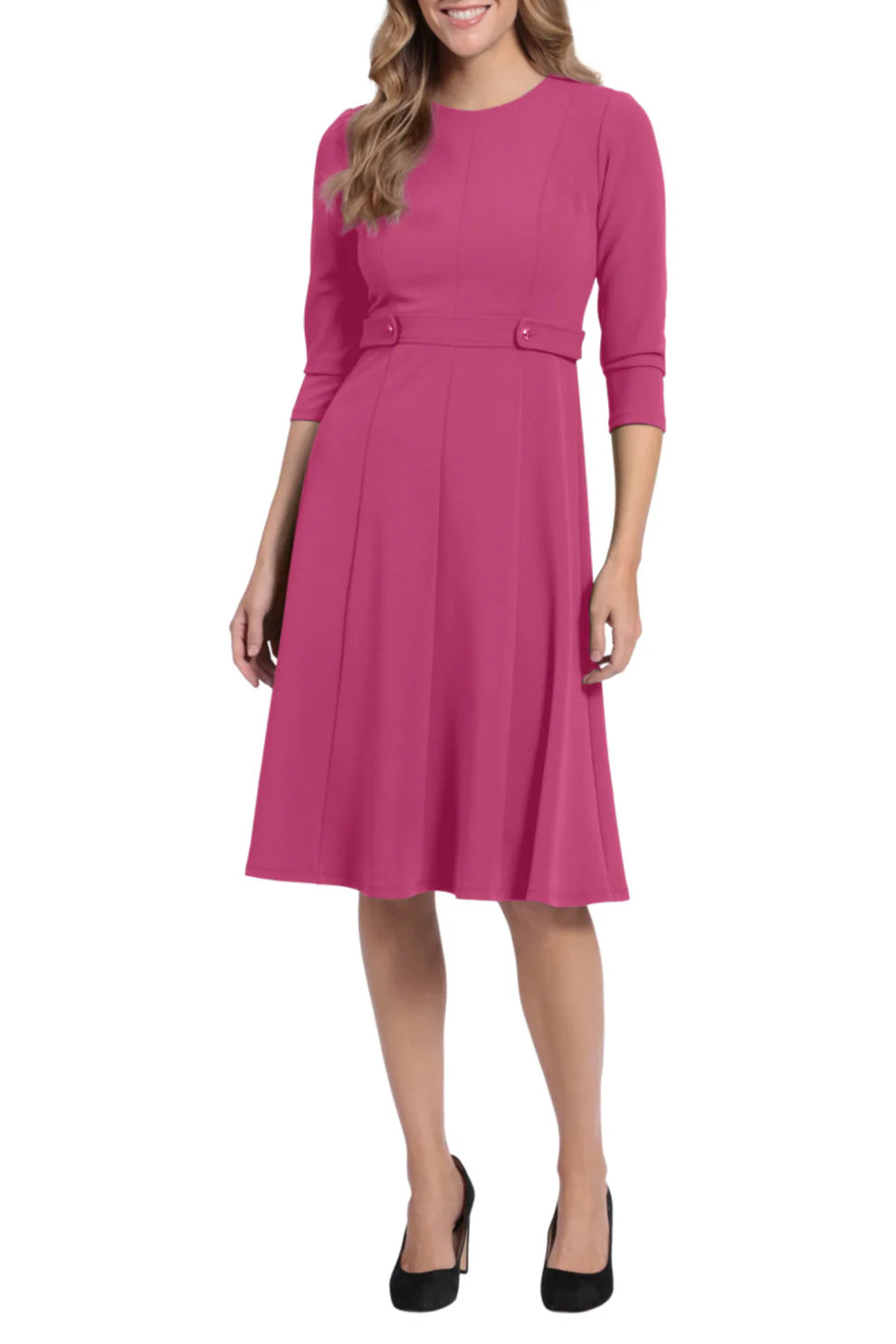 London Times V-Neck Flutter Sleeve Knee Length Dress T6004M
