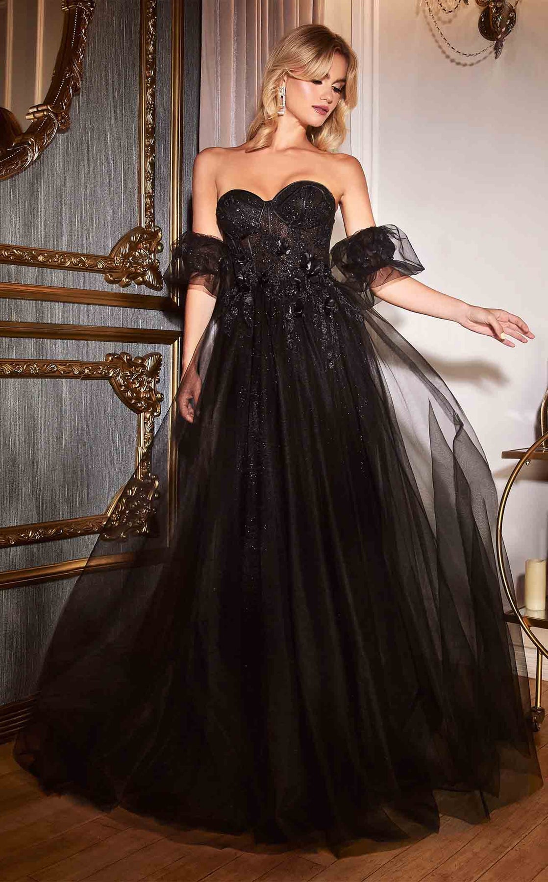 LaDivine CB080 Long Ball Gown Layered Formal Floral Prom Dress